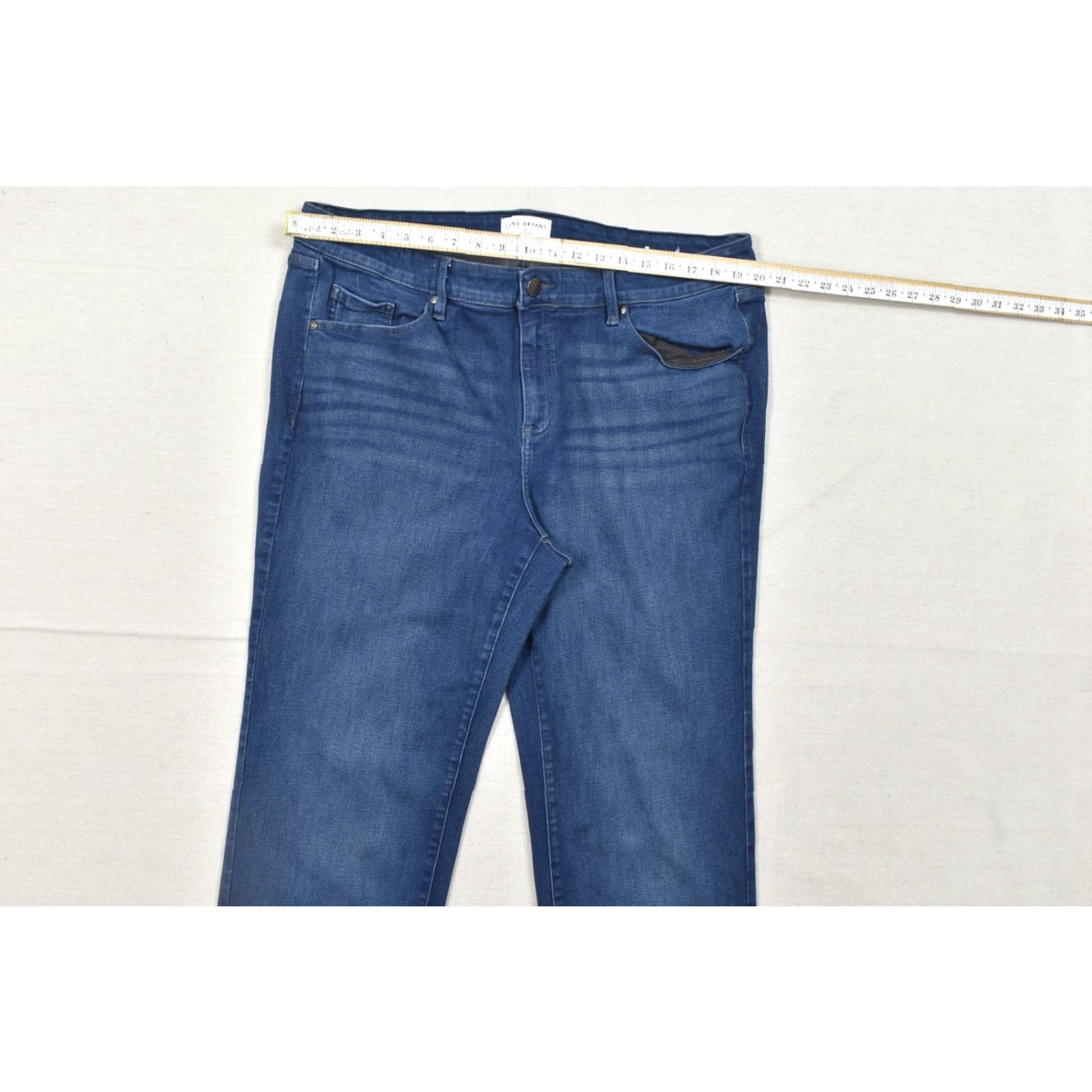Vintage Lane Bryant Signature Fit Mid-Rise Straight Leg Jeans Blue Denim Size 20L Plus Cotton Denim 5-Pocket Stretch Women Modern Straight jeans for Women Size 42" / US 20 - 3 Thumbnail