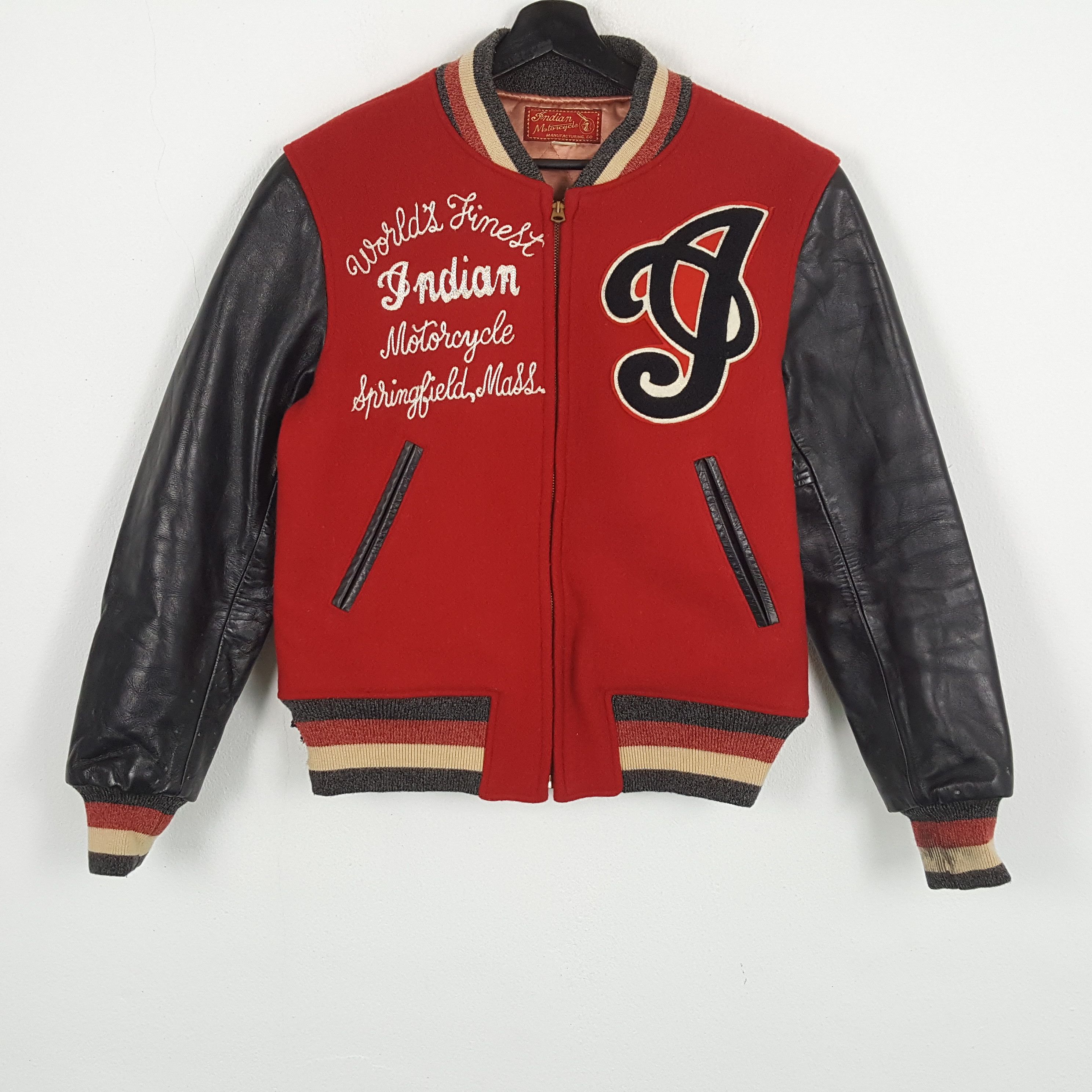 Vintage INDIAN MOTOR SPRINGFIELD Motorcycle Style Varsity Jacket Size US M / EU 48-50 / 2 - 3 Thumbnail