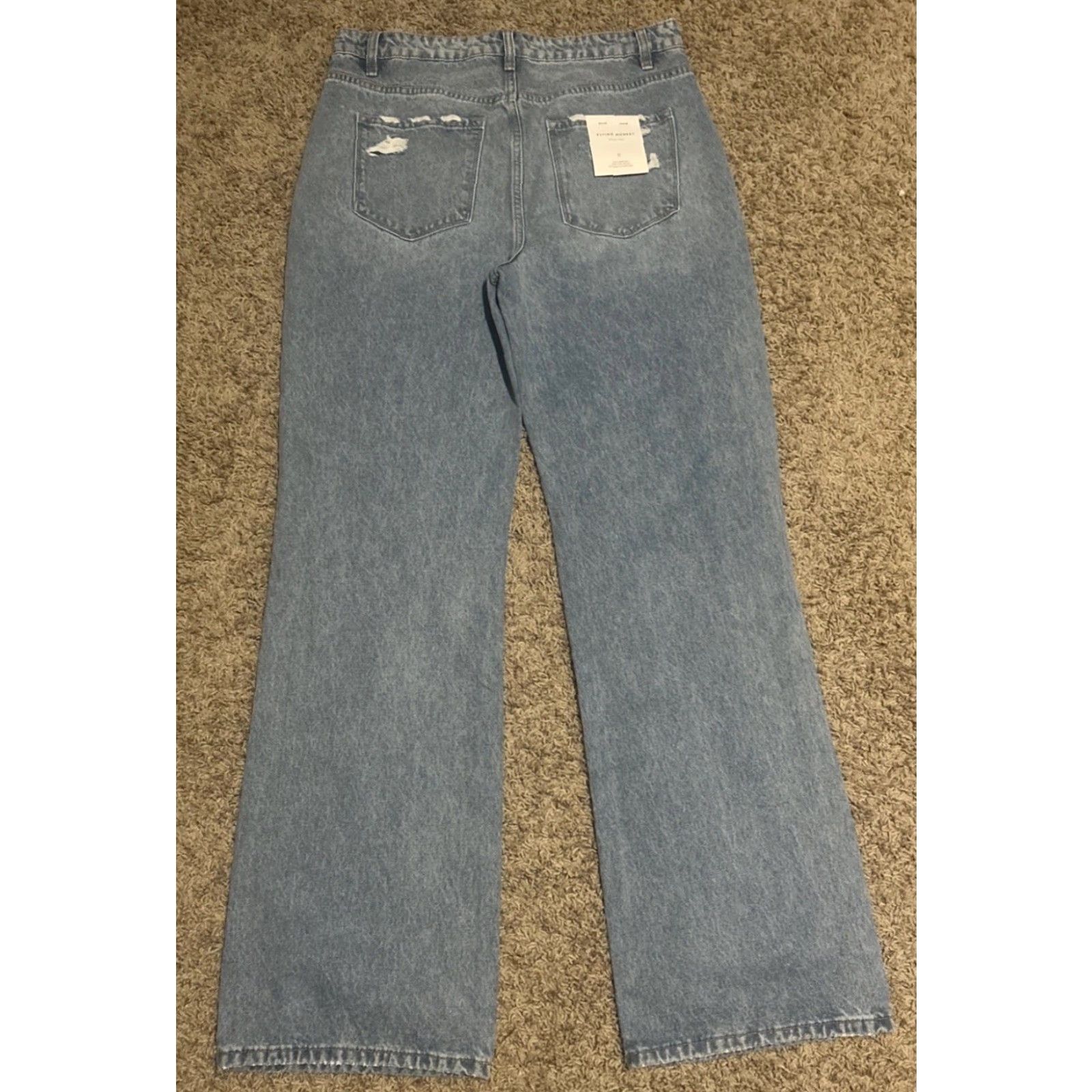 Vintage Flying Monkey Jeans Women Blue Distressed High Rise 33x35 Straight Inseam 35 NWT Black Label 100% Cotton Denim Size 31 XS? Size 24" / US 00 / IT 34 - 3 Thumbnail