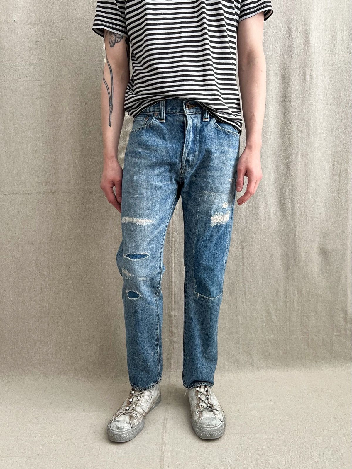 BRU NA BOINNE Bru Na Boinne Distressed Japanese Denim 30” Size US 30 / EU 46 - 1 Thumbnail