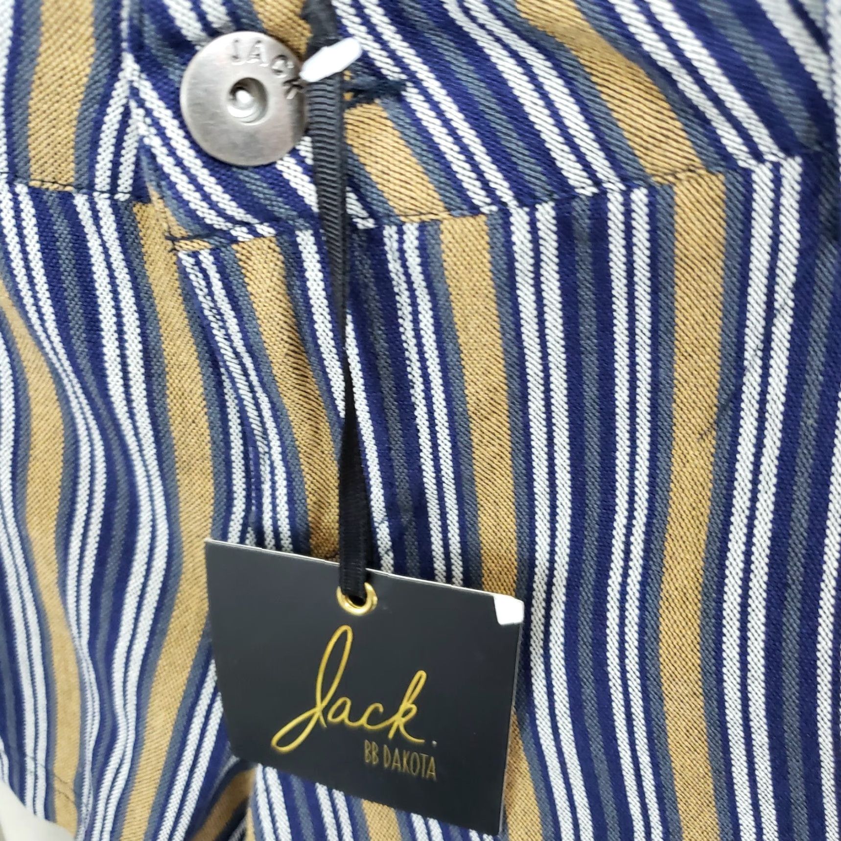 BB Dakota BB Dakota Jack Womens Shorts 2 Blue Mustard Striped Cotton Low Rise Shirt? Size 26" / US 2 / IT 38 - 4 Thumbnail