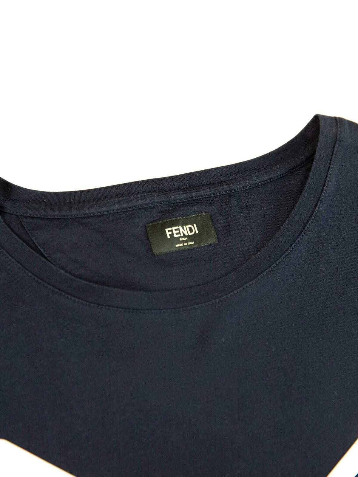 Fendi Fendi Mens Crystal Monster Eyes T Shirt X-Large Navy Size US XL / EU 56 / 4 - 3 Thumbnail