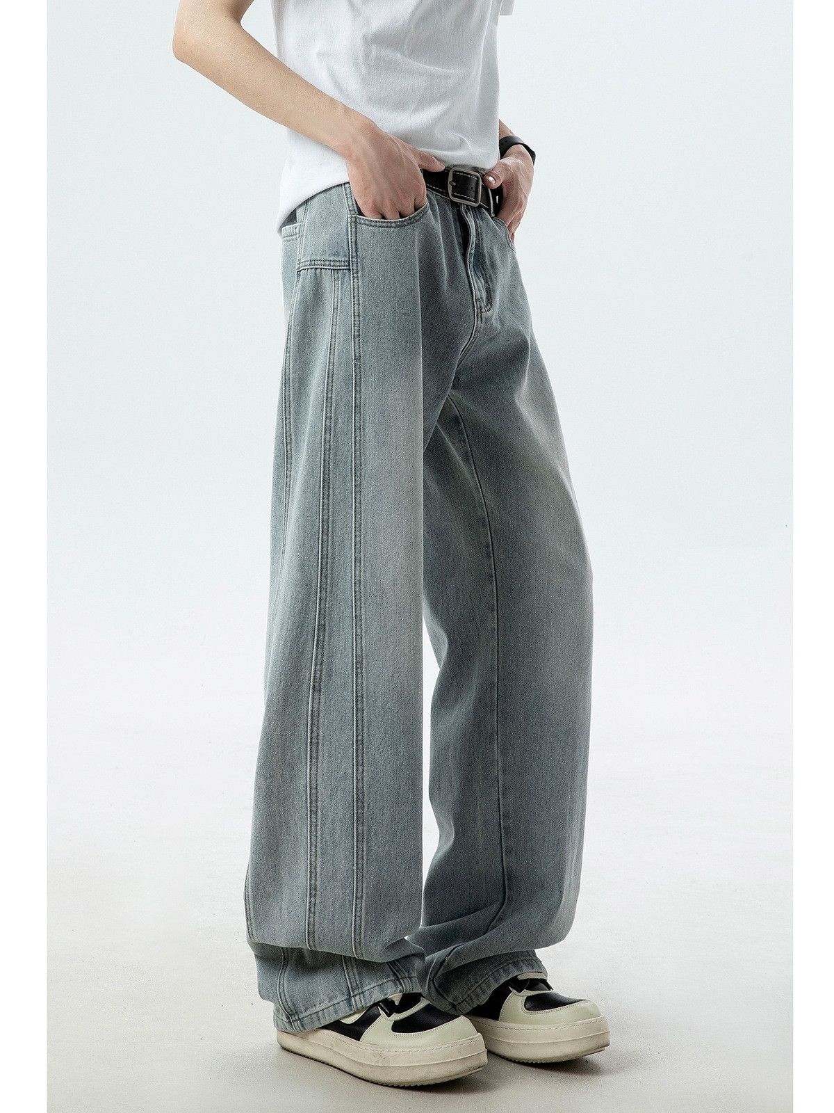 Japanese Brand American washed men's cleanfit straight loose wide-leg jeans Size US 32 / EU 48 - 3 Thumbnail