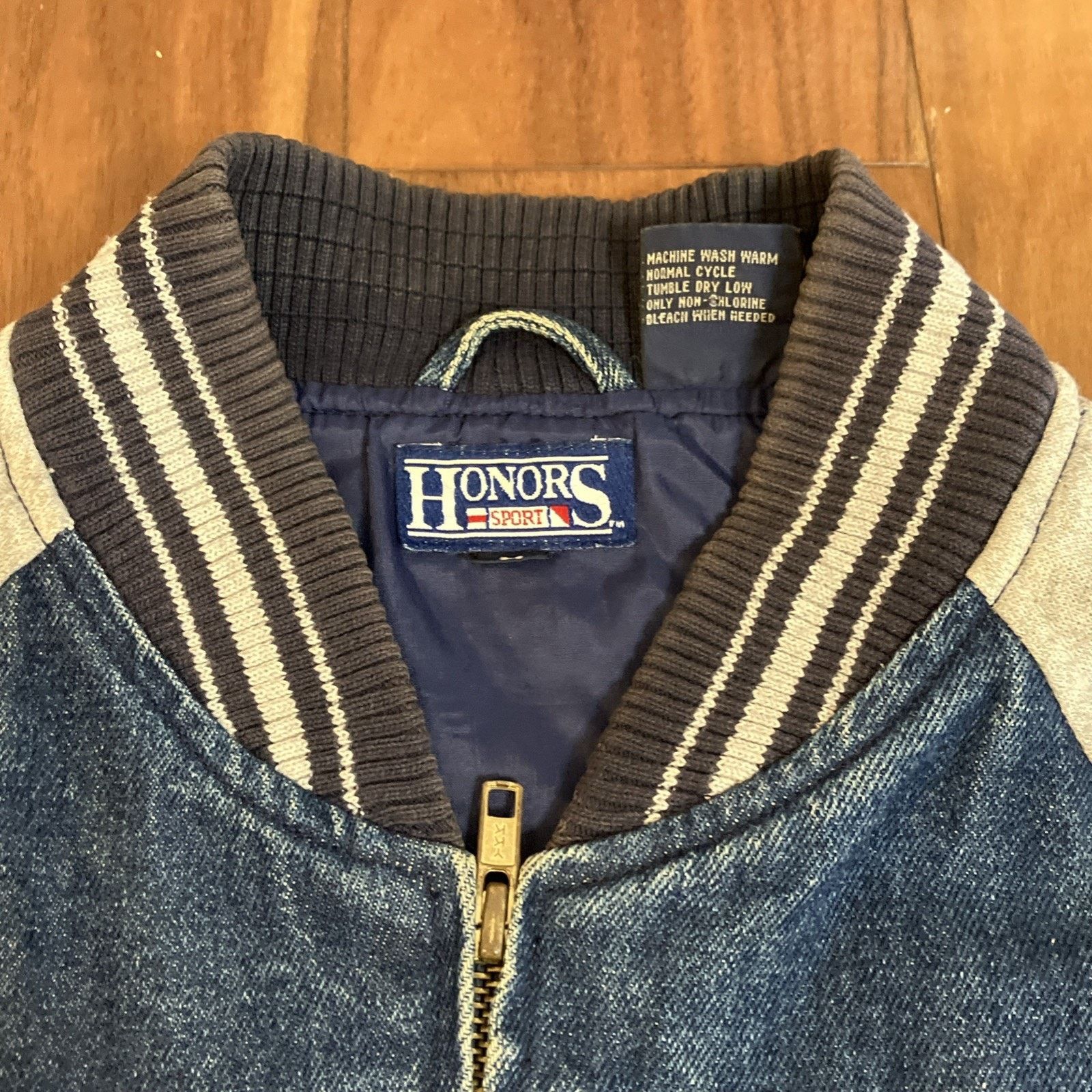 Starter Vtg Honors Sport Jacket Mens Medium Blue Varsity Denim Zip Size US M / EU 48-50 / 2 - 16 Thumbnail