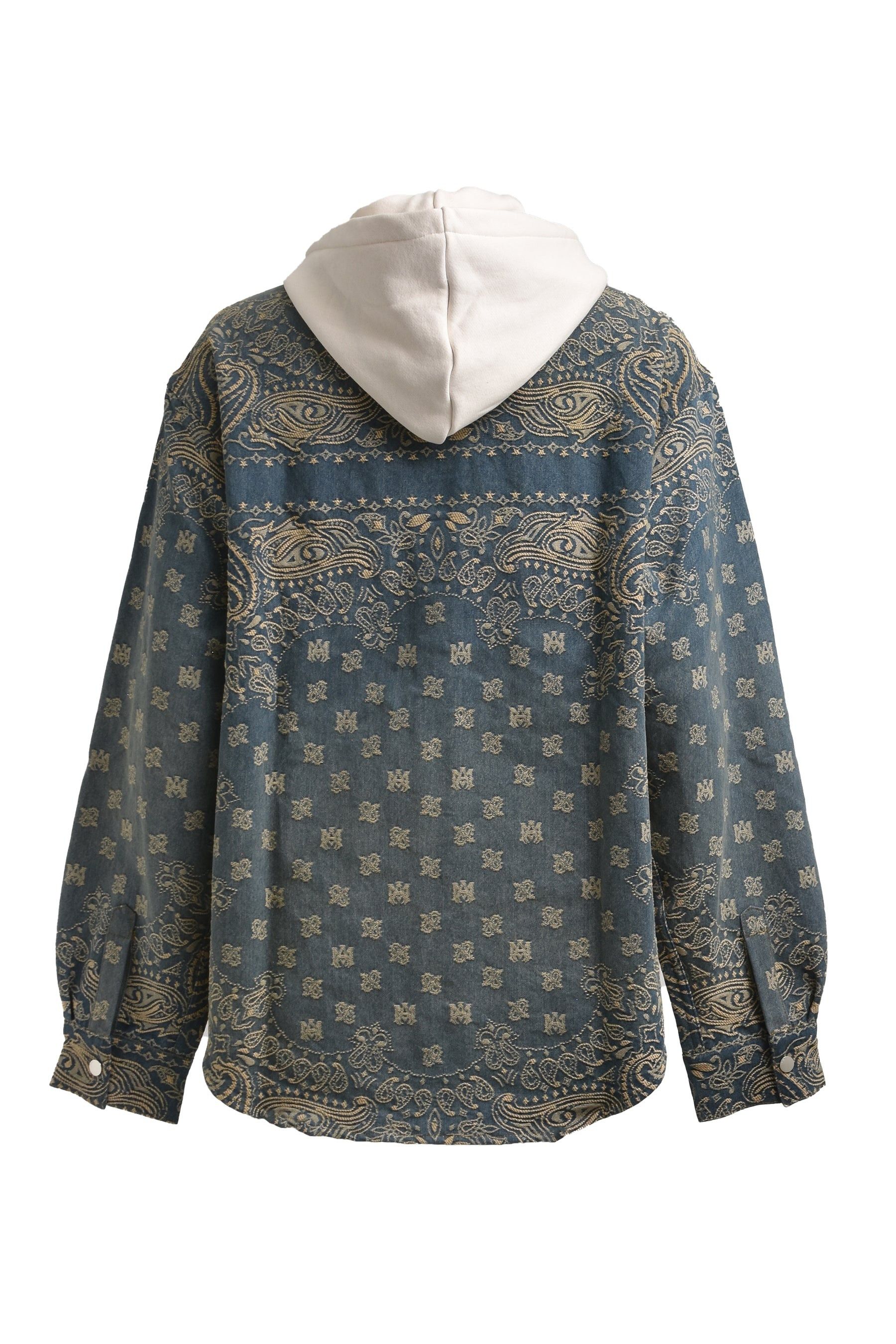Amiri oc11z0225 Bandana Jacquard Hooded Overshirt in Blue/Beige Size US S / EU 44-46 / 1 - 2 Thumbnail