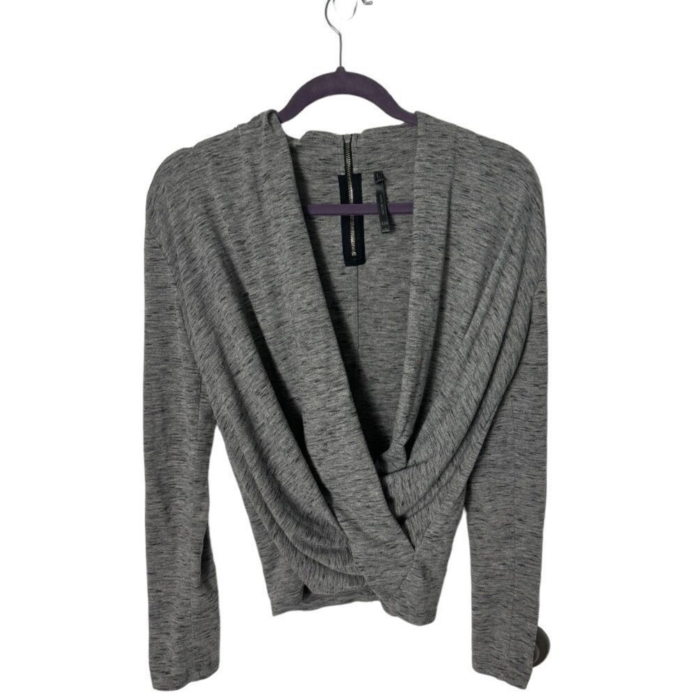 Karen Millen Karen Millen Gray Draped Twist Front Top | Long Sleeve | Zip Size M / US 6-8 / IT 42-44 - 2 Thumbnail