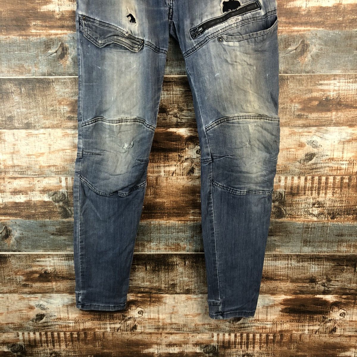 Japanese Brand Field Core Blue Distressed ripped Denim Pants #A2109 Size US 29 - 6 Thumbnail