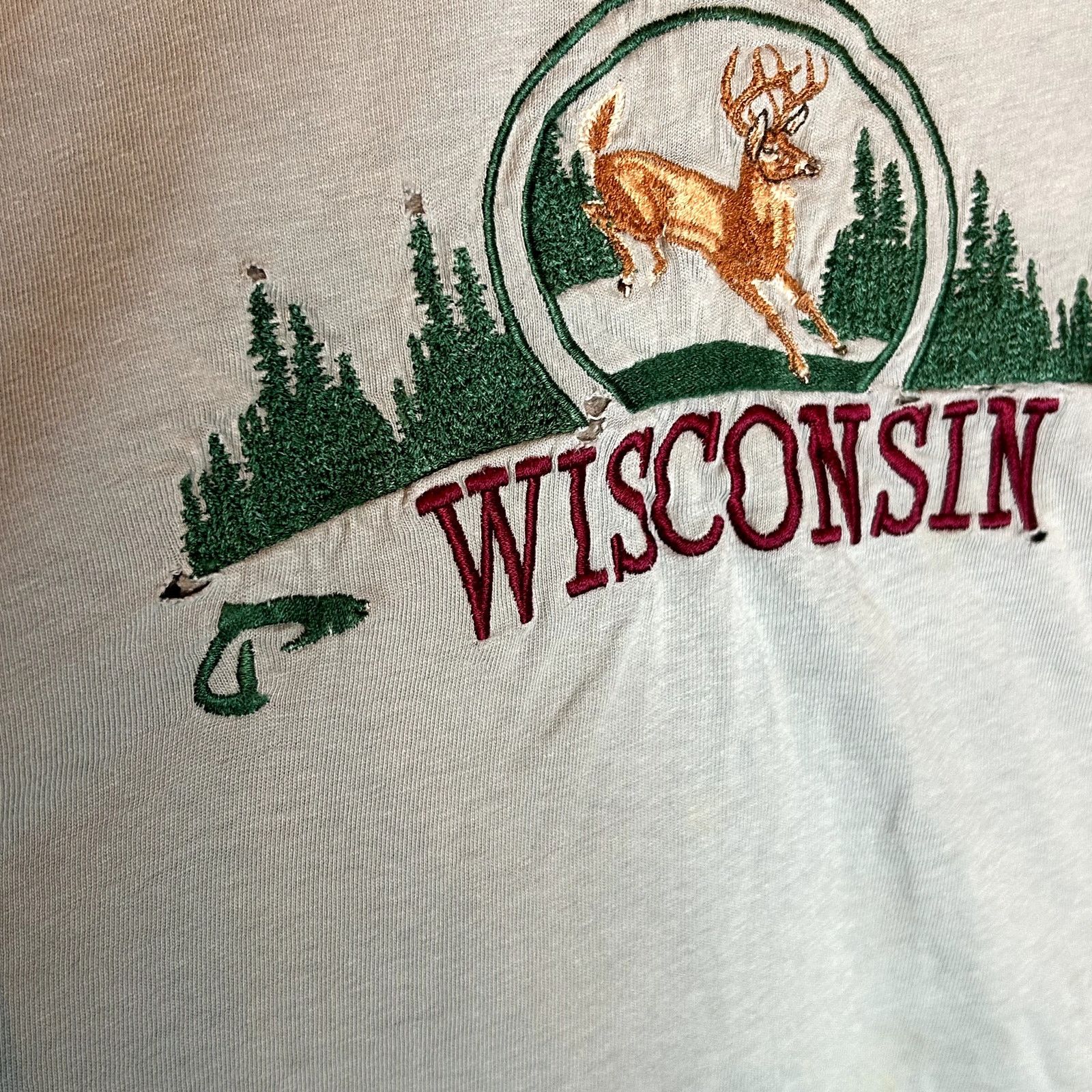 Hanes Vintage 90s Wisconsin Deer T-Shirt XL Size US XL / EU 56 / 4 - 3 Thumbnail