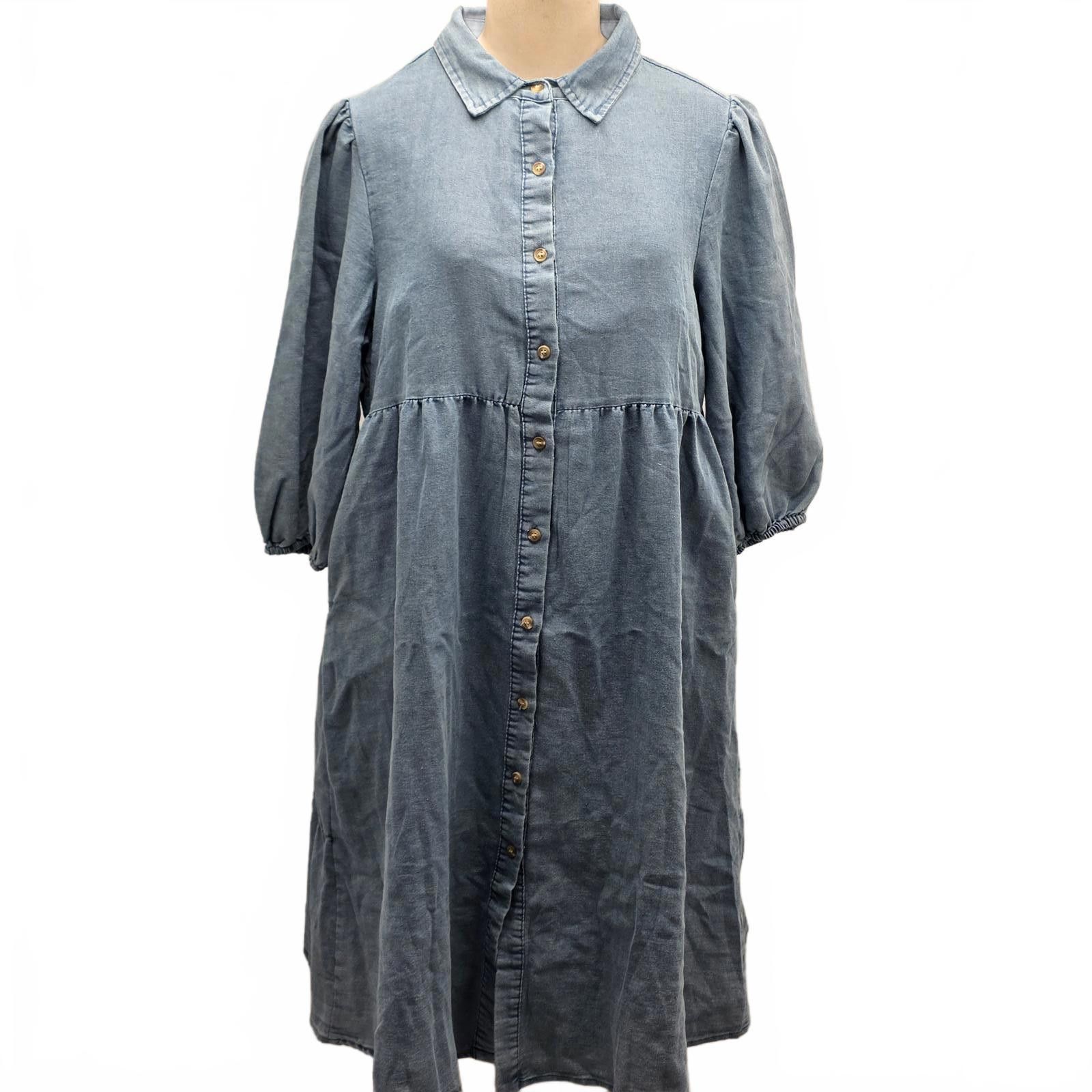 Other Baltic Born Chambray Baby Doll Dress NWT Blue Medium Size M / US 6-8 / IT 42-44 - 4 Thumbnail