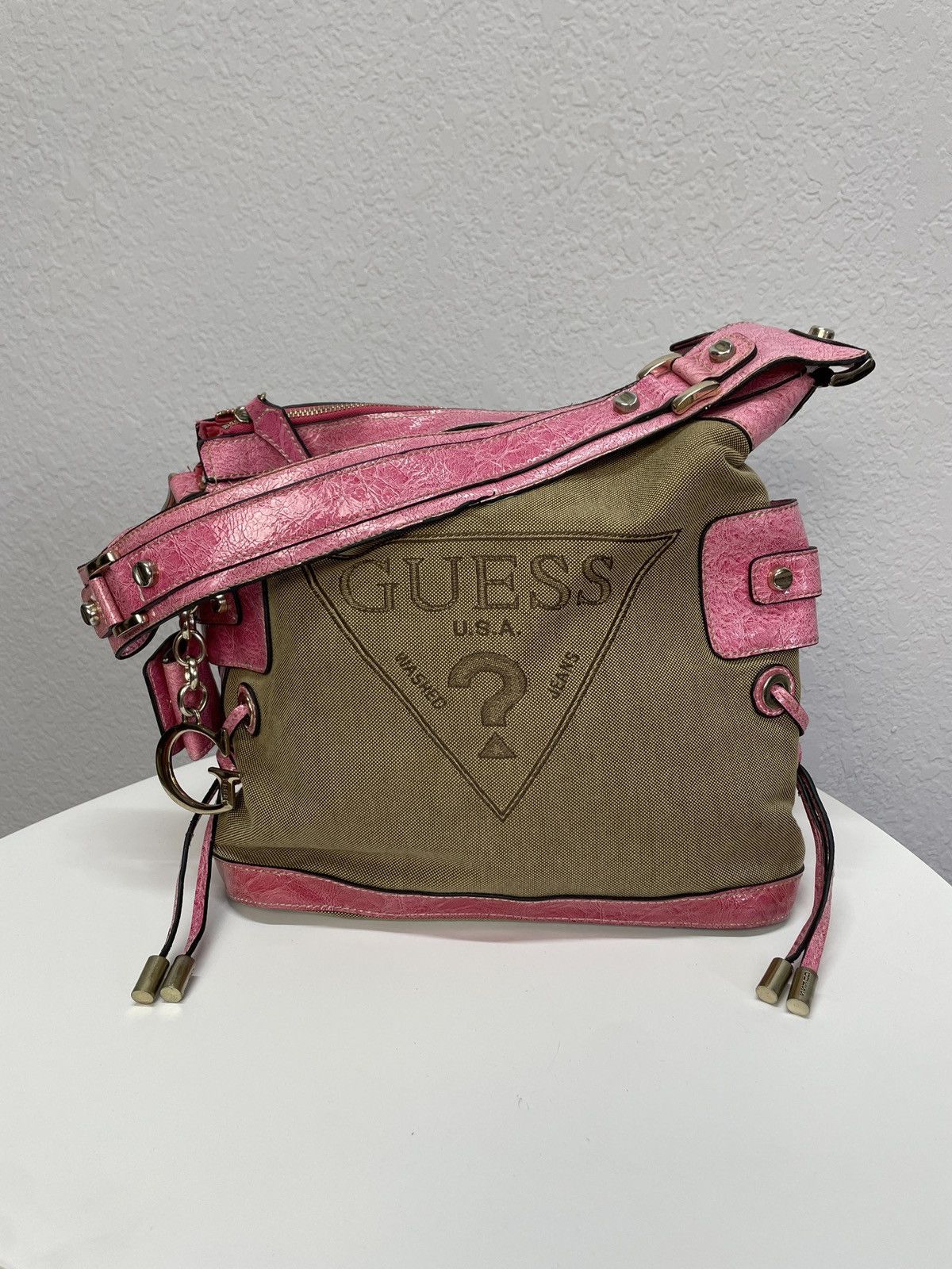 Guess Rare Y2K Vintage Guess Pink Baguette Shoulder Bag Denim Size ONE SIZE - 5 Thumbnail