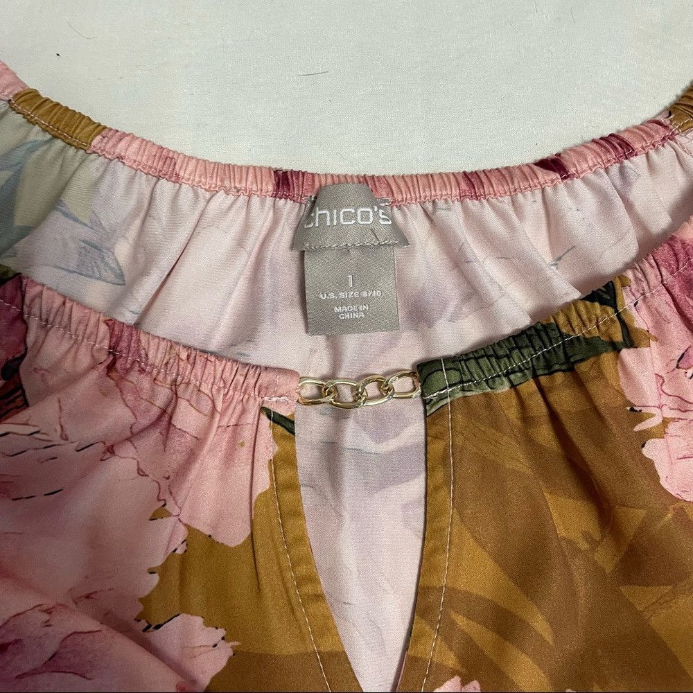 Chicos Chico's Floral Hardware-Trim Pullover Blouse Size 1 US M Size M / US 6-8 / IT 42-44 - 7 Thumbnail