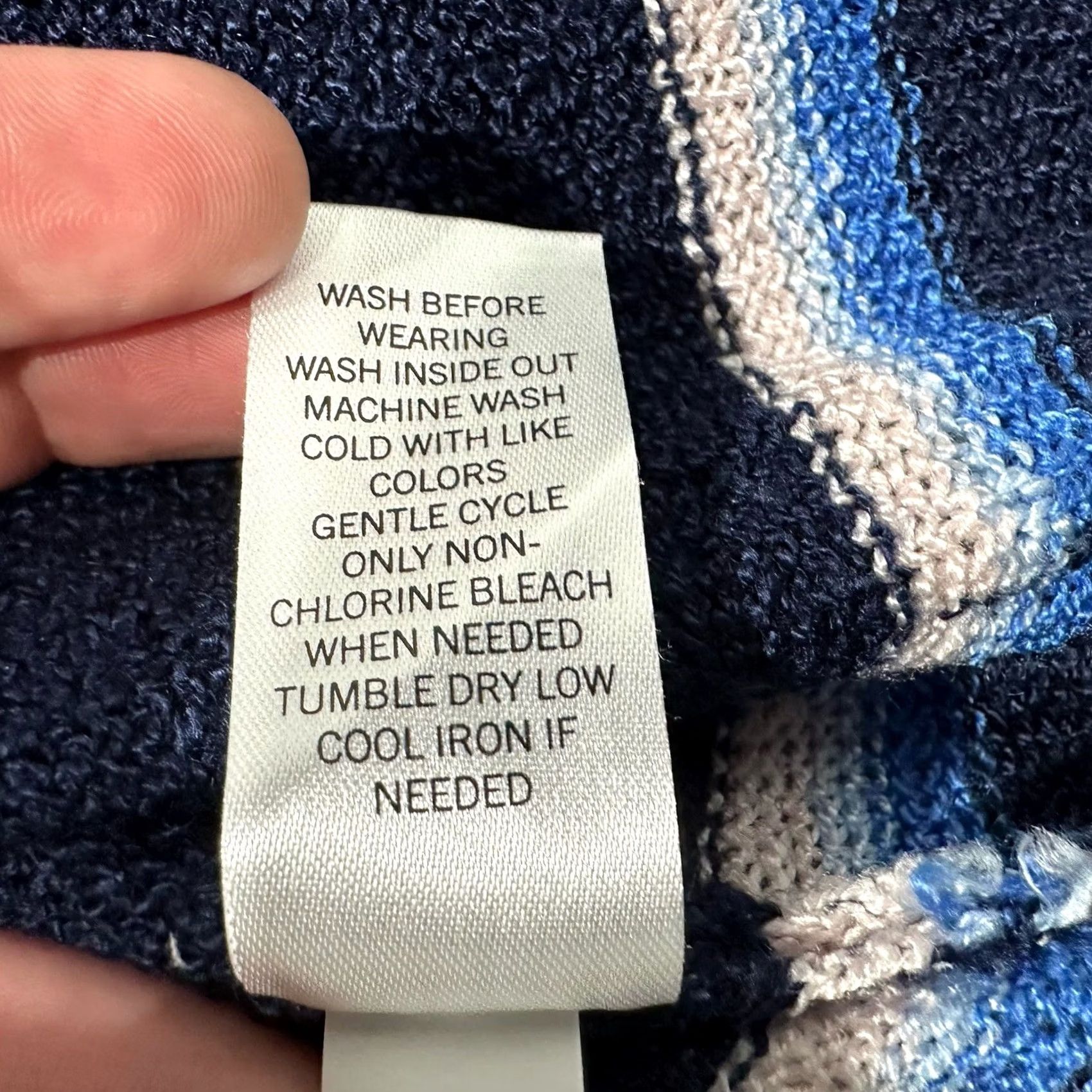 Vintage SO Cardigan Sweater Womens Medium Blue Striped Knit Open Front Pockets Flowy EUC Size M / US 6-8 / IT 42-44 - 5 Thumbnail