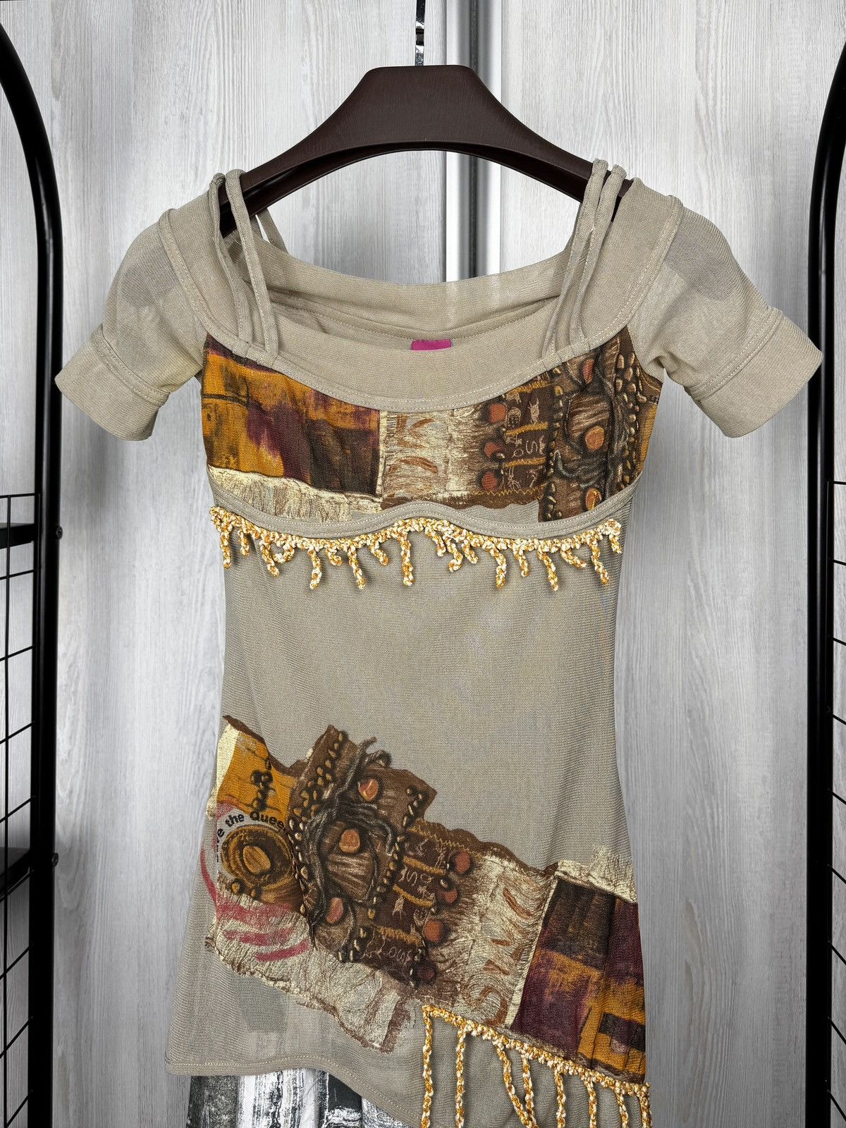 Other Save the Queen mesh patchwork style vintage fringed dress Size S / US 4 / IT 40 - 3 Thumbnail