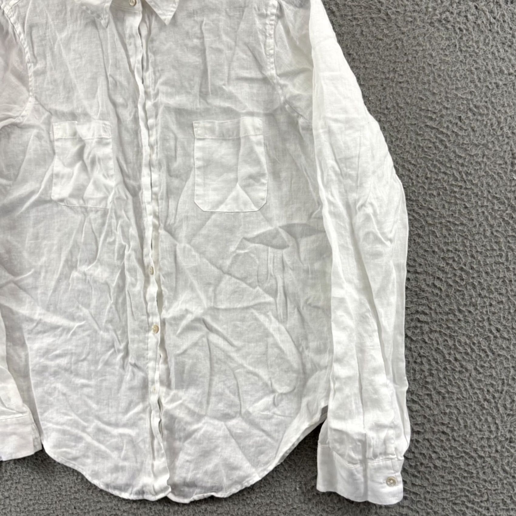 Lilly Pulitzer Lilly Pulitzer Shirt Womens Large White Sea View Linen Button Down Preppy Resort Size L / US 10 / IT 46 - 5 Thumbnail
