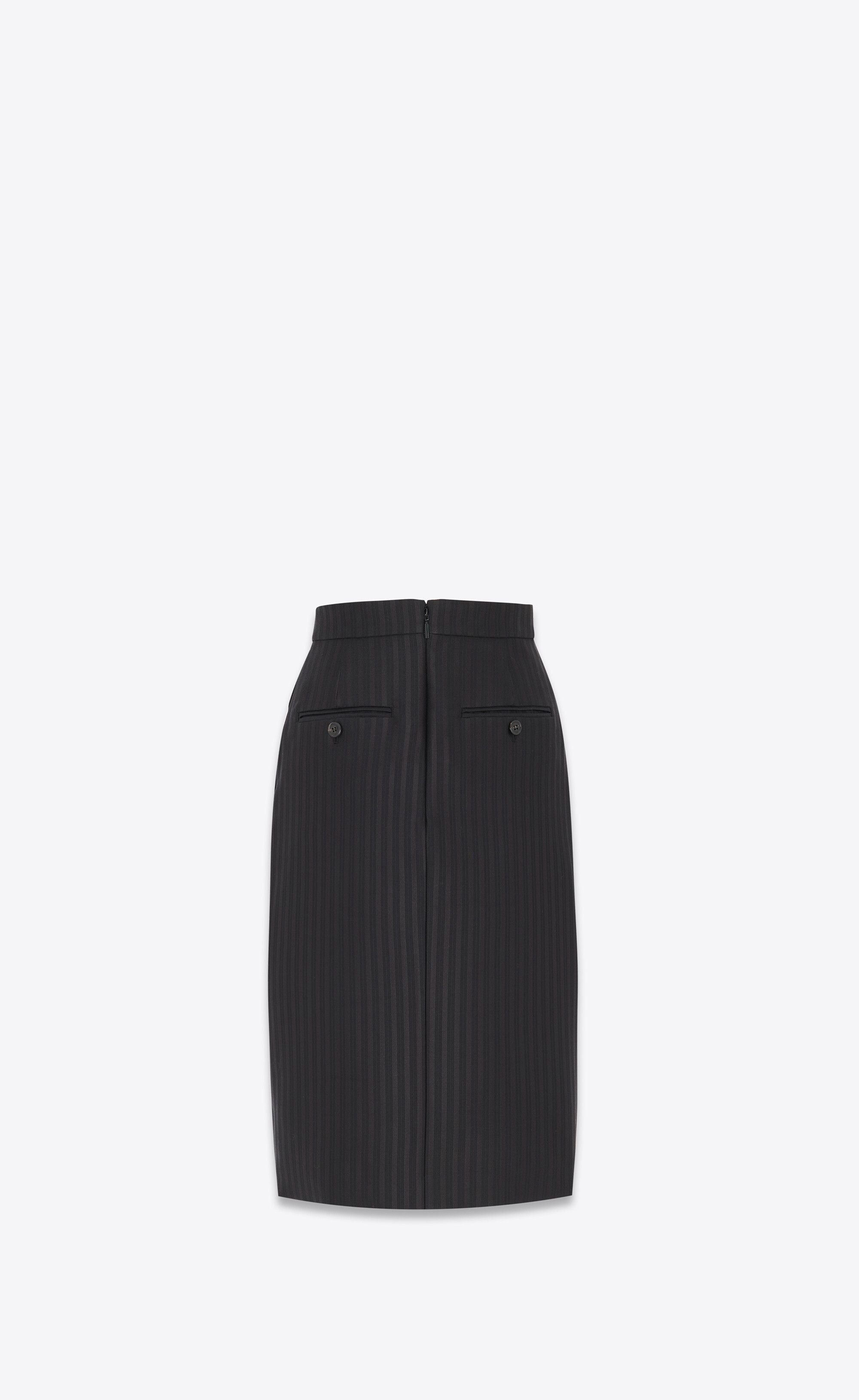Saint Laurent Paris oc11z0226 762647 Pencil Skirt in Striped Wool and Silk Size 28" / US 6 / IT 42 - 2 Thumbnail