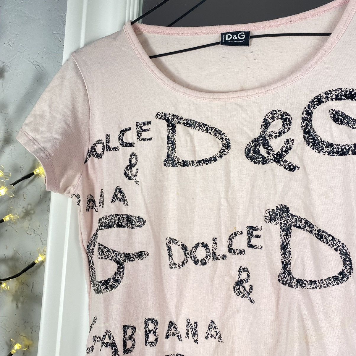 Dolce & Gabbana DOLCE AND GABBANA Y2K BIG LOGO PINK GLAM T SHIRT Size M / US 6-8 / IT 42-44 - 2 Thumbnail