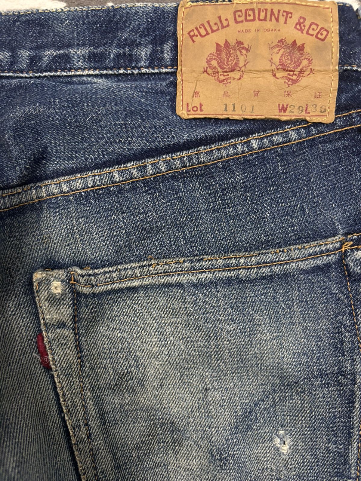 Full Count & Co. Vintage FullCount & Co 1101 Selvedge Distressed Grunge Jeans Size US 30 / EU 46 - 14 Thumbnail