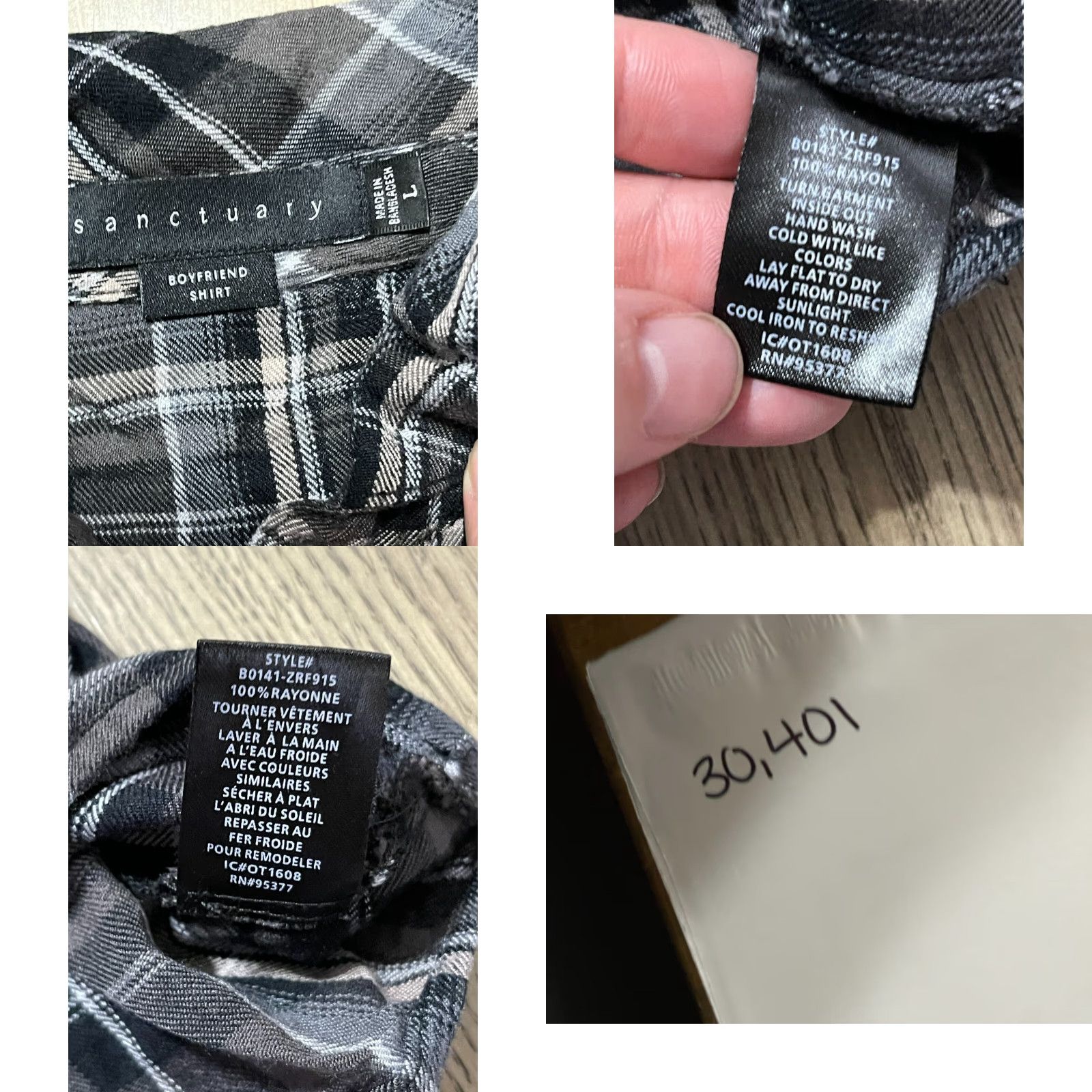 Sanctuary Sanctuary Shirt Women Large Black White Plaid Button-Up Long Sleeve Collared Size L / US 10 / IT 46 - 8 Thumbnail