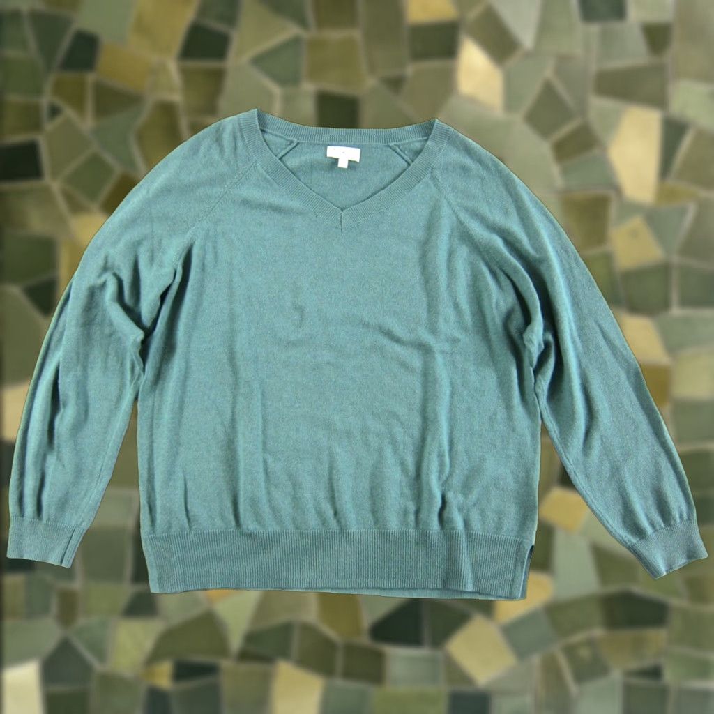 Lucky Brand Lucky Brand Green V-Neck Tight Knit Pullover Sweater Women Size Large Size L / US 10 / IT 46 - 1 Thumbnail