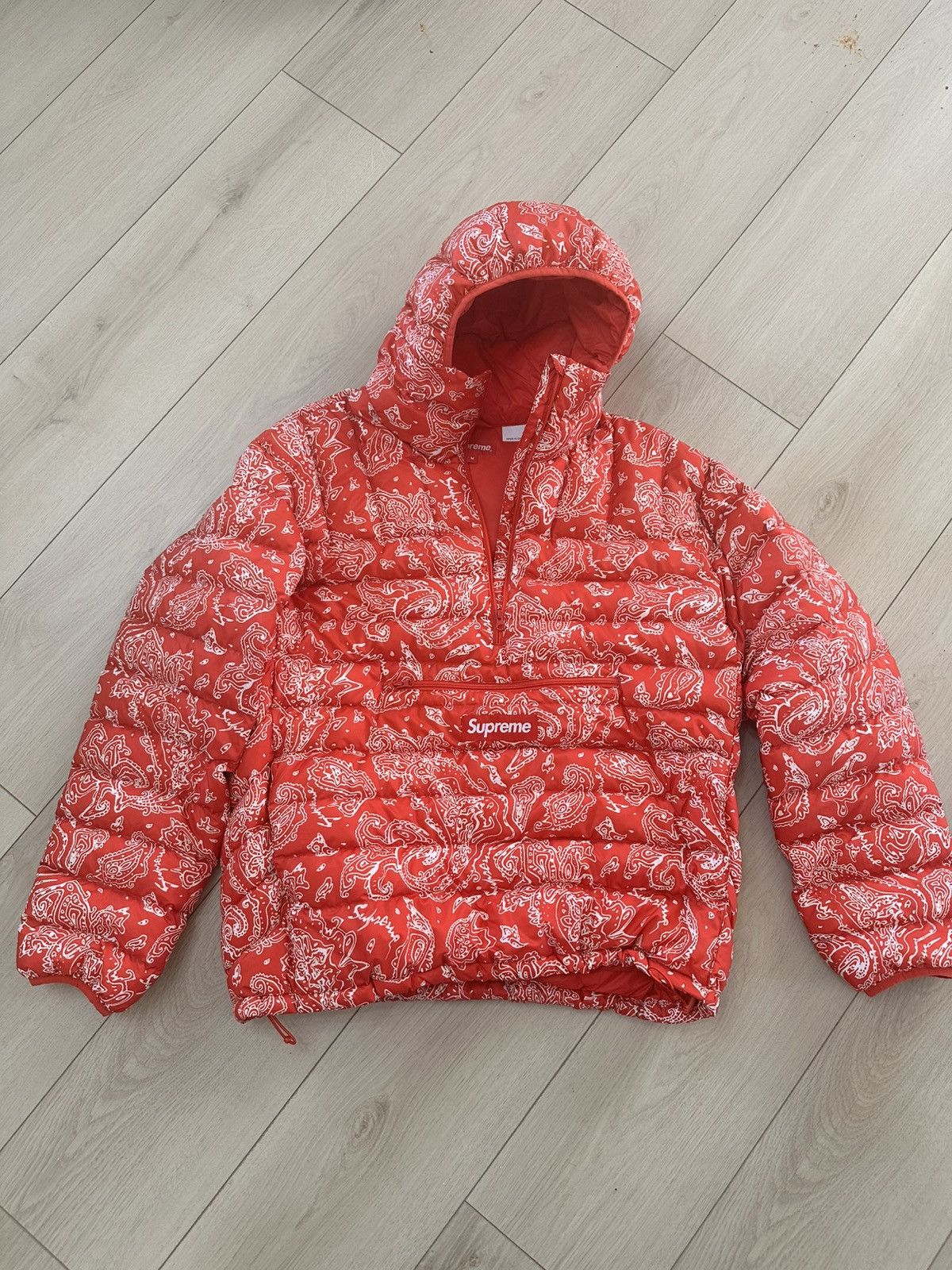 Supreme VERY RARE Supreme Micro Down Half Zip Hooded Pullover 