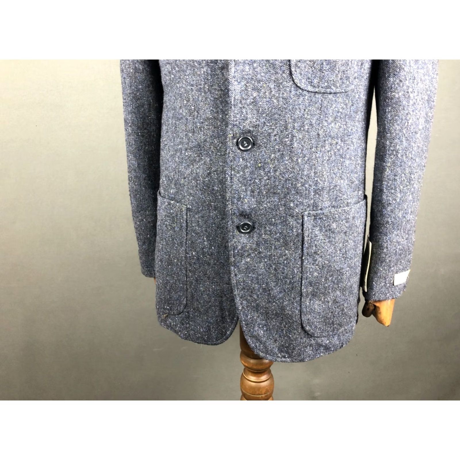 Vintage Magee Blazer Shirt Men 48 Blue Lambswool Tweed Single-Breasted 3 Button Cuffs Vintage No Size 48R - 6 Thumbnail