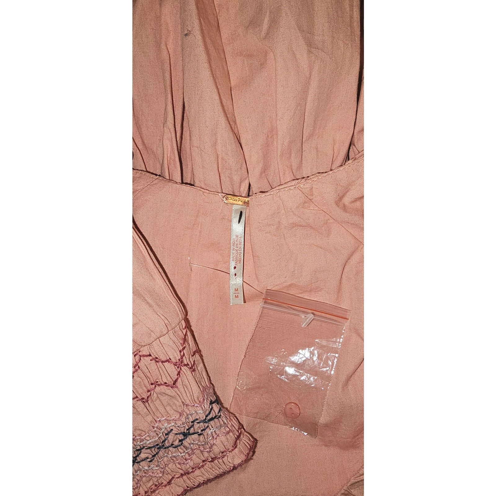 Free People New Where We Meet Smocked Blouse $128 MEDIUM Rose Blush Pink Size M / US 6-8 / IT 42-44 - 4 Thumbnail