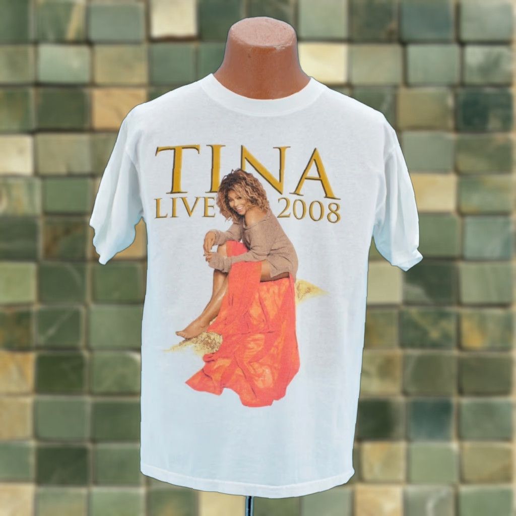 Anvil Nike Mens Y2K White Tina Turner 2008 Tour TShirt Sz M Band Concert T-shirt Size US M / EU 48-50 / 2 - 1 Thumbnail