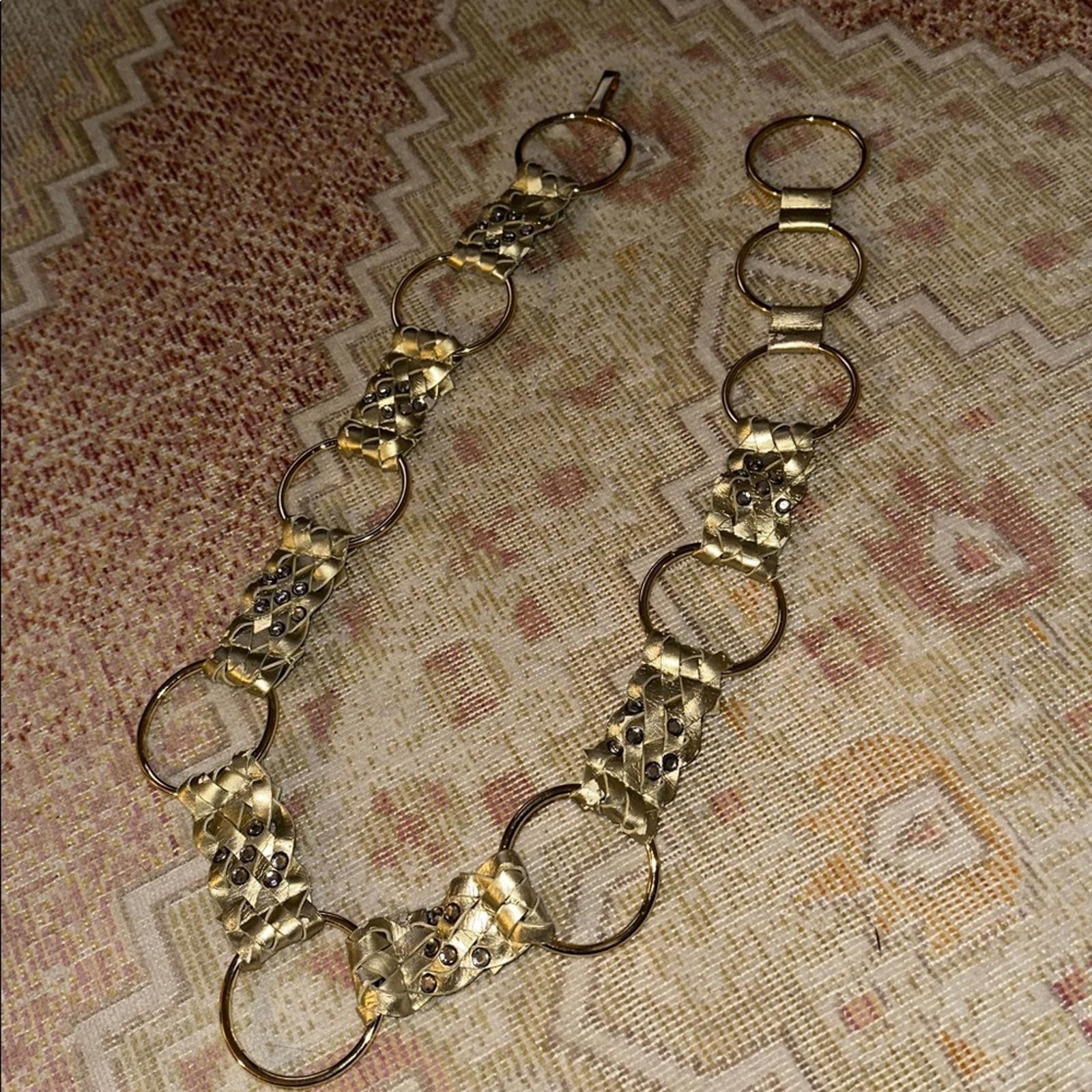 Vintage Vintage Rhinestones Gold Woven Circle Link Belt Y2K 90’s Size ONE SIZE - 2 Thumbnail