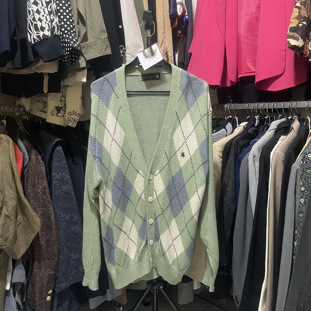 Knightsbridge × Polo Ralph Lauren POLO Brand Diamond Knit Cardigan Size XXL / US 16-18 / IT 52-54 - 1 Thumbnail