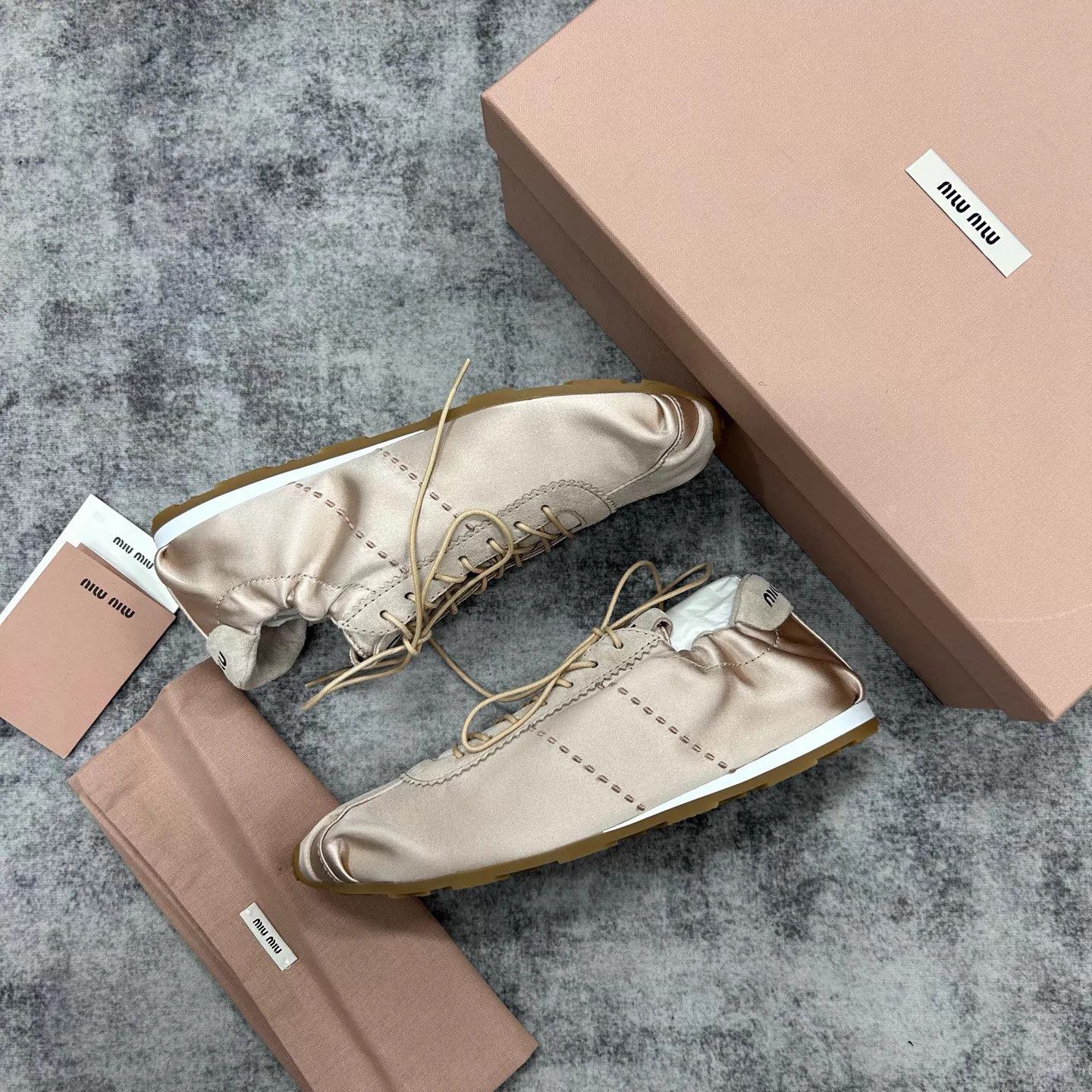 Miu Miu MIU MIU Pink Satin Plume Sneaker 36 New w/ Full Acc Size US 5.5 / IT 35.5 - 4 Thumbnail