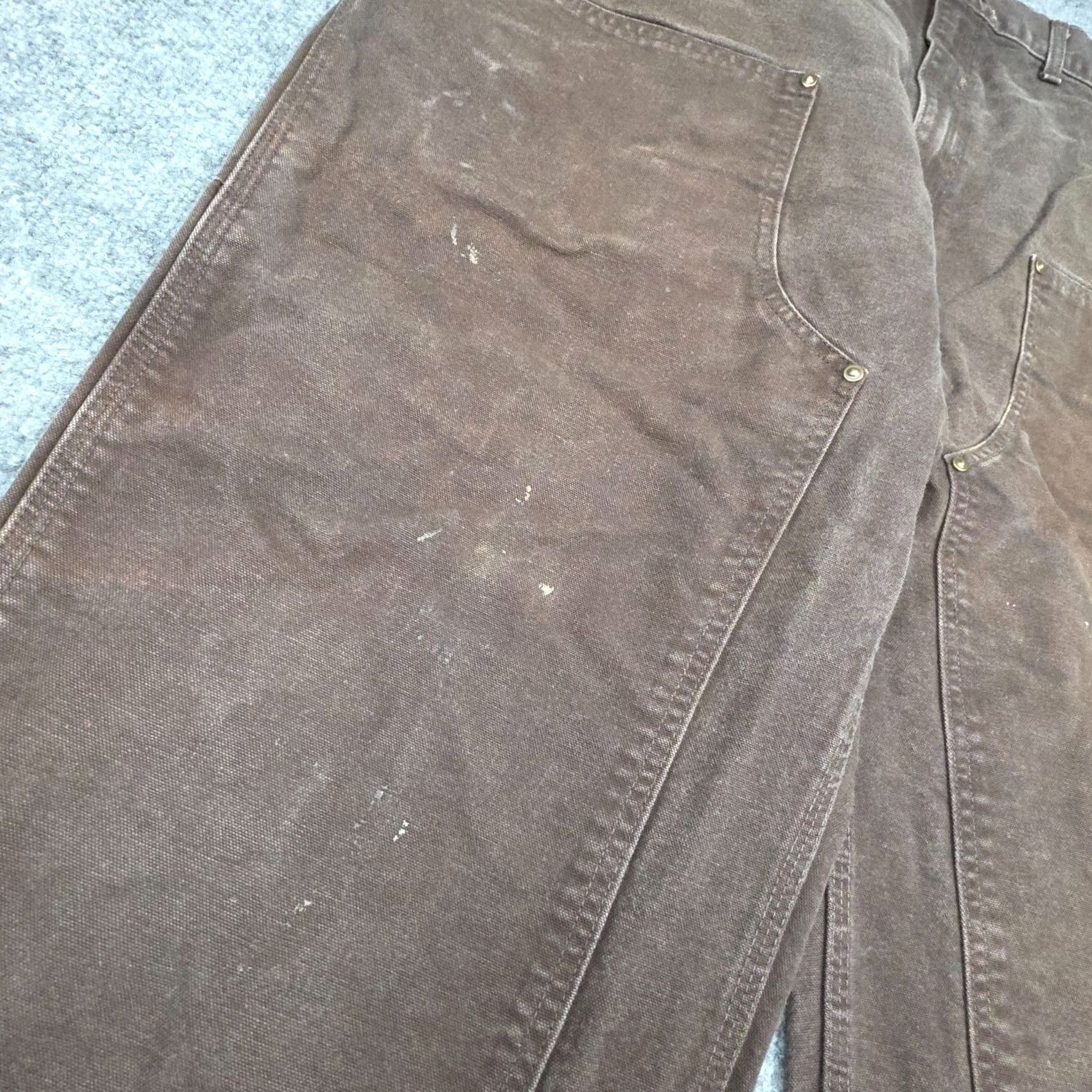 Carhartt Carhartt Pants Men 40 x 29.5 Brown Distress Double Knee Canvas Straight Fit Regular 5-Pocket Workwear Casual Carhartt B136 Size US 40 / EU 56 - 3 Thumbnail