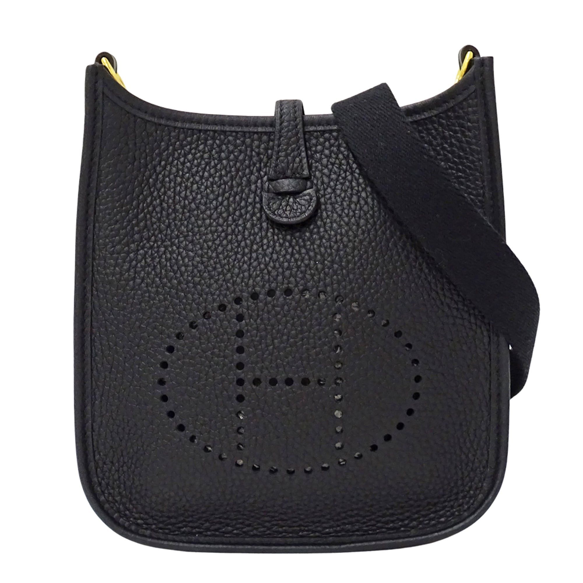 Hermes Hermes handbag, women's brand shoulder bag, Evelyne TPM, Taurillon Clemence leather, black, gold hardware, black mini B stamp. Size ONE SIZE - 1 Thumbnail