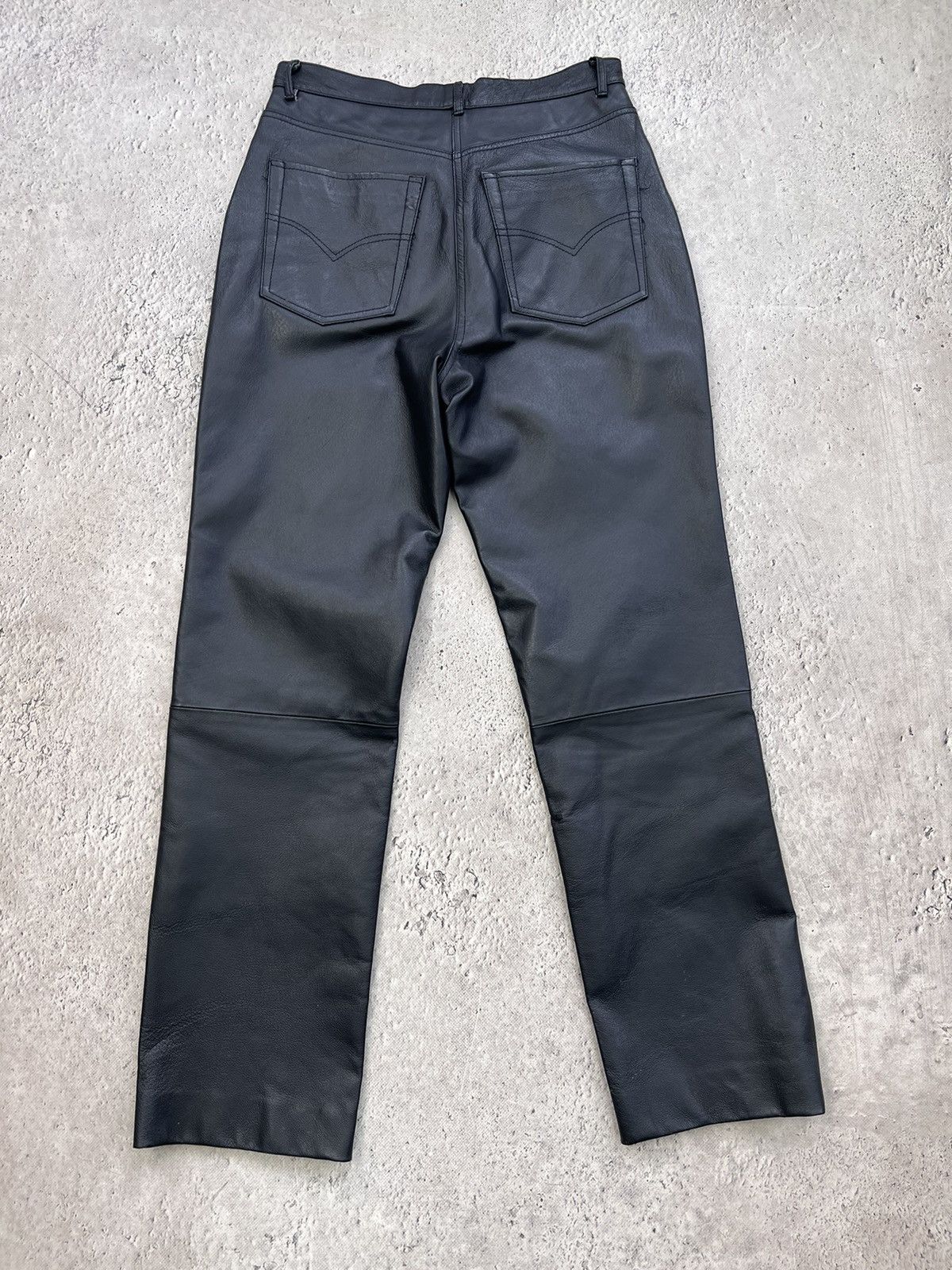 Designer × Leather VINTAGE CASUAL BALENCIAGA STYLE LEATHER PANTS MOTO RACING Size US 30 / EU 46 - 10 Thumbnail