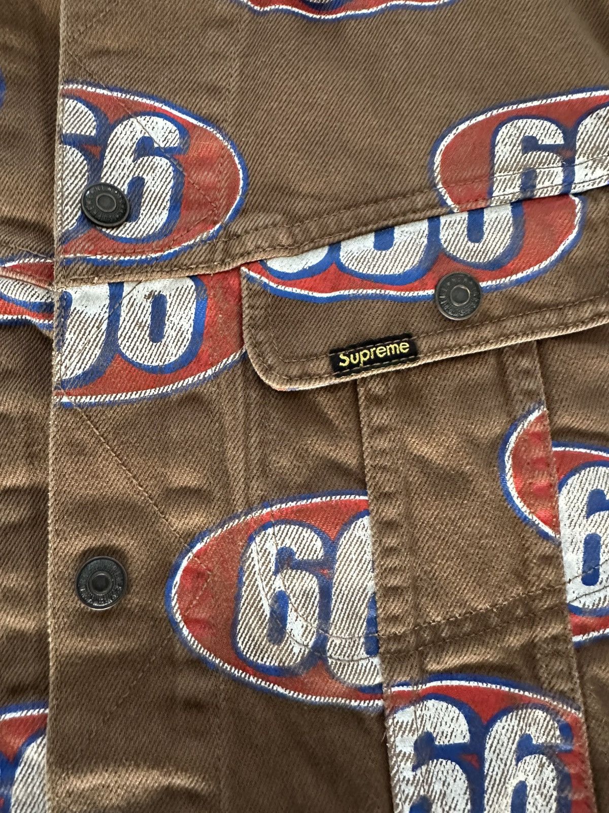 Supreme Supreme 666 Denim Trucker Jacket Brown SS17 Large Size US L / EU 52-54 / 3 - 5 Thumbnail