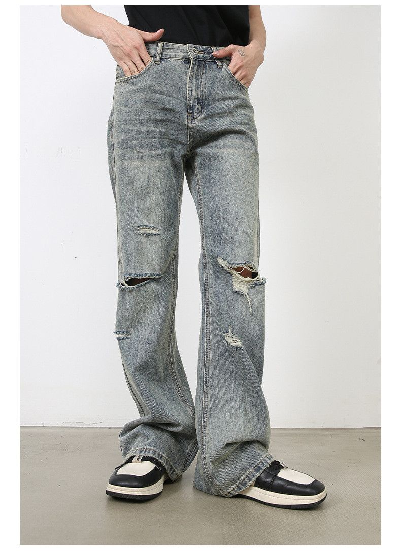 Japanese Brand × Jean American street retro distressed flared ripped jeans for men Size US 32 / EU 48 - 2 Thumbnail