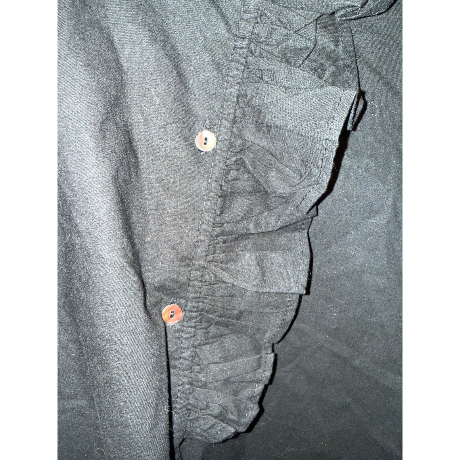 Anthropologie Love the Label Nicola Black Button Down Ruffled Top, L Size L / US 10 / IT 46 - 7 Thumbnail