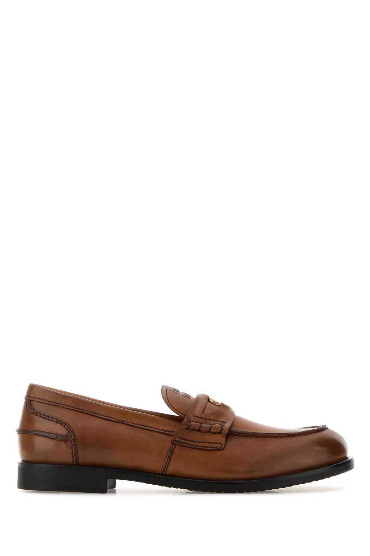 Miu Miu Caramel Leather Loafers Size US 7 / IT 37 - 1 Thumbnail