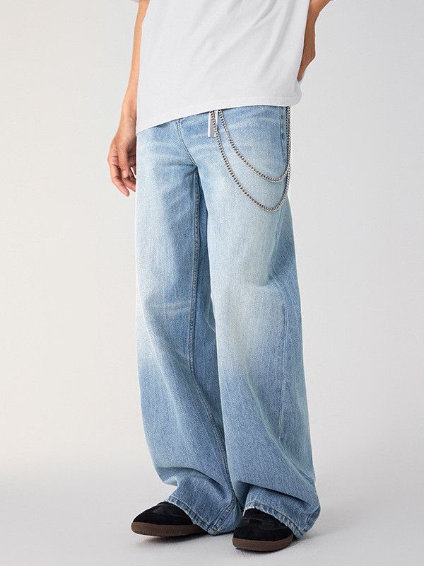 Vintage Men's casual loose straight-leg washed jeans Size US 32 / EU 48 - 4 Thumbnail