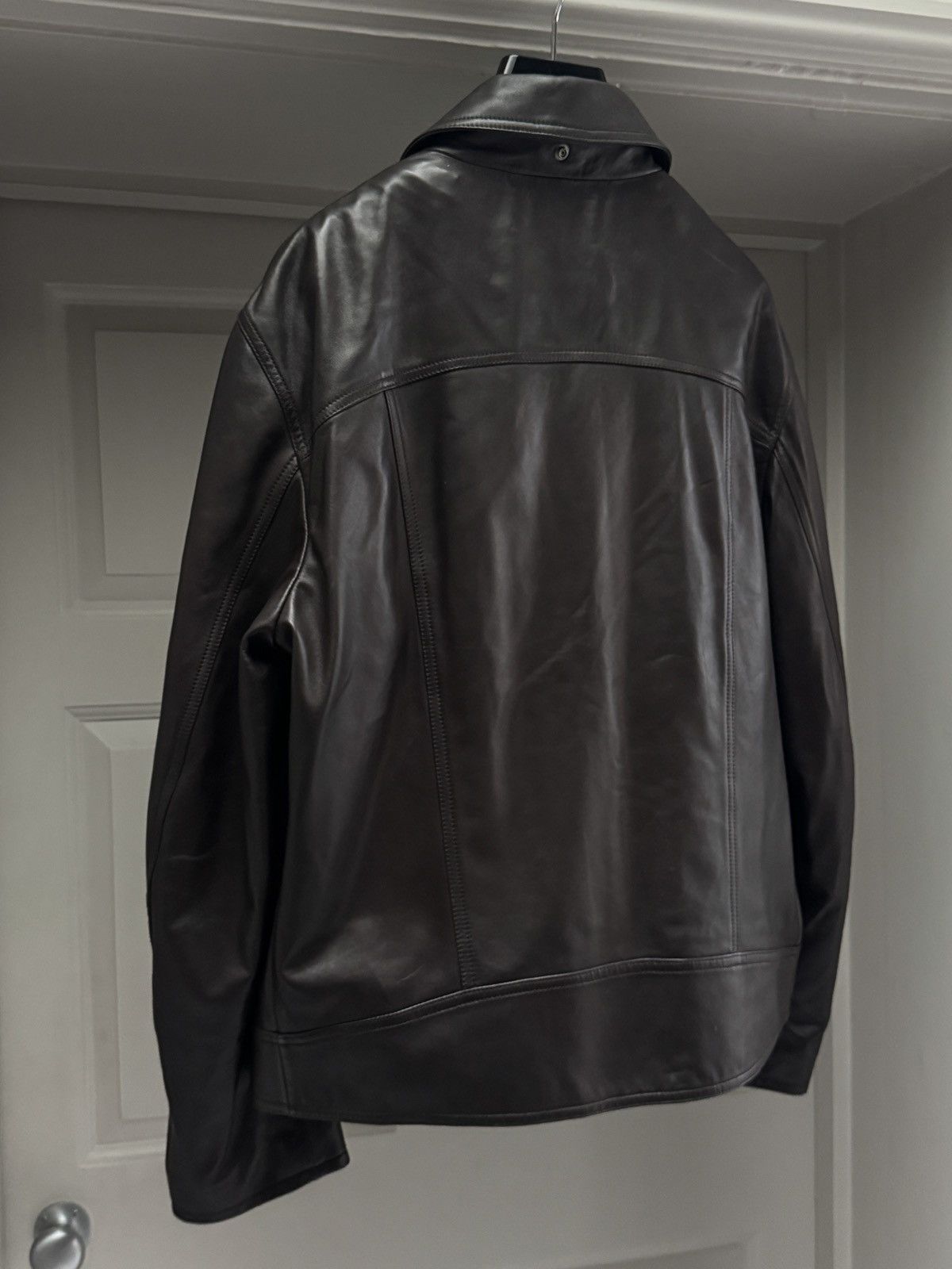 Armani Collezioni Armani Collezioni Men’s Brown Lambskin Leather Jacket IT 52 Size US L / EU 52-54 / 3 - 8 Thumbnail
