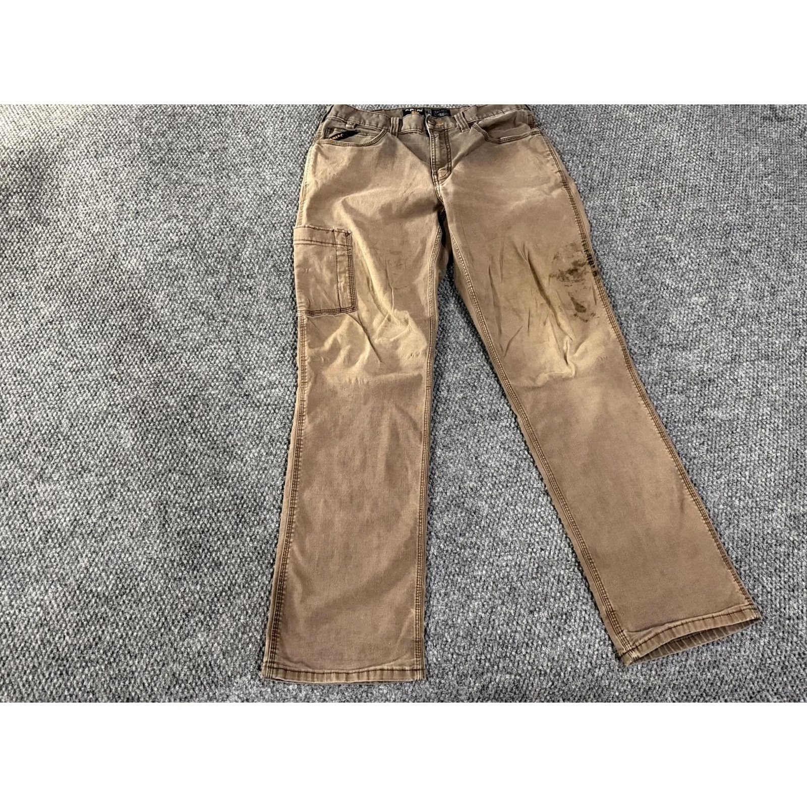 Ariat Ariat Rebar M4 Mens Pants 32x34 Brown Relaxed Straight Canvas Carpenter Workwear Size US 32 / EU 48 - 2 Thumbnail