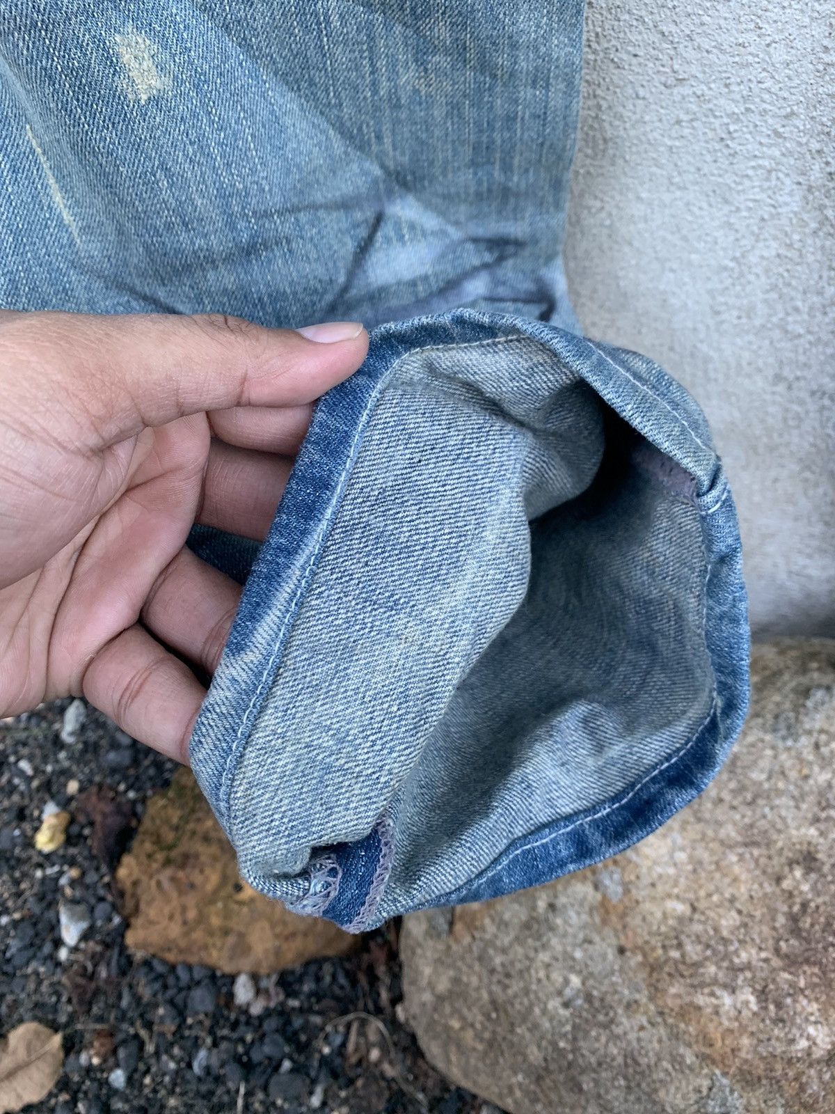 Japanese Brand Distressed washed denim - Original factory made Size US 30 / EU 46 - 12 Thumbnail