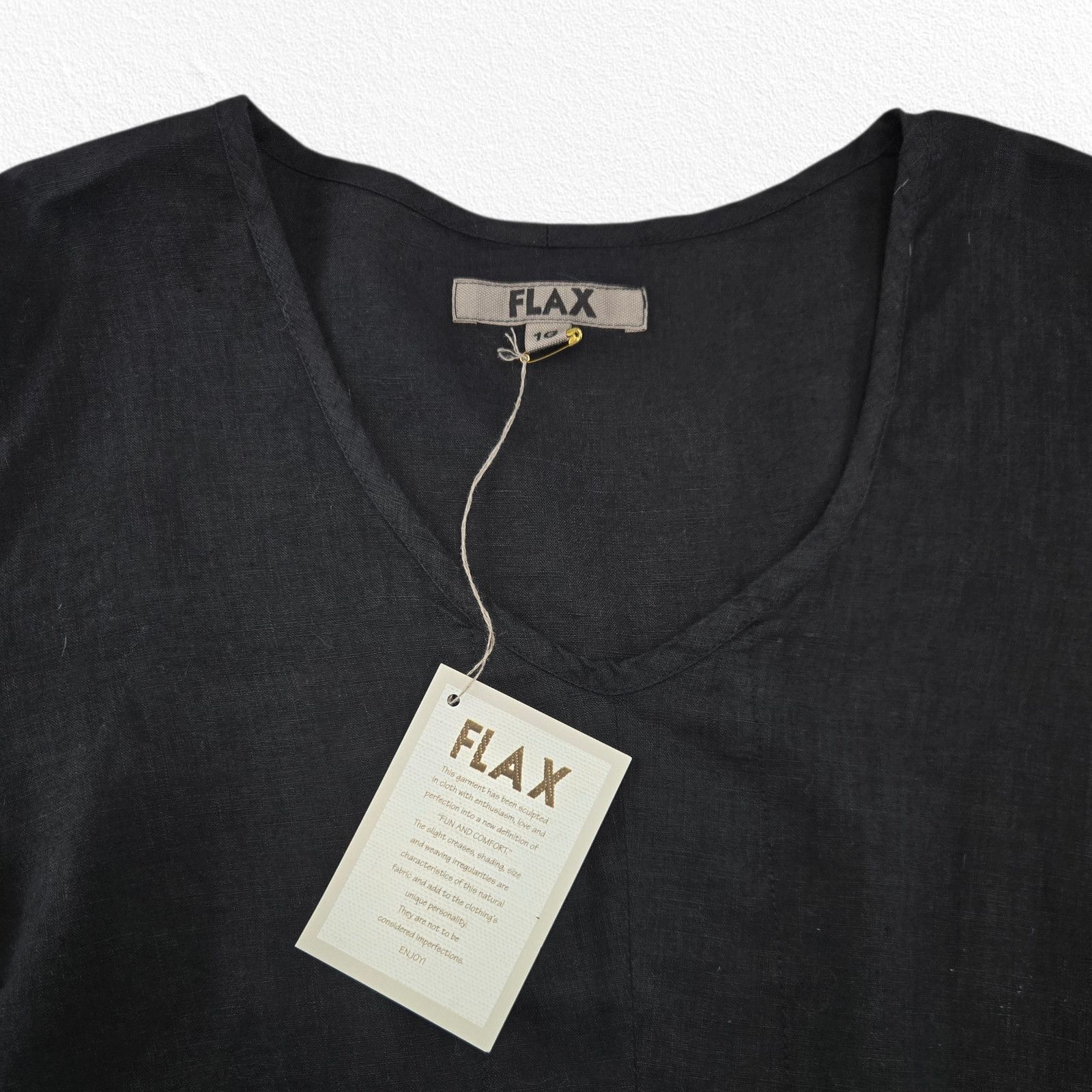 FLAX Y2K Vintage NWT FLAX Black Linen Tunic Top Size XL Size XL / US 12-14 / IT 48-50 - 4 Thumbnail