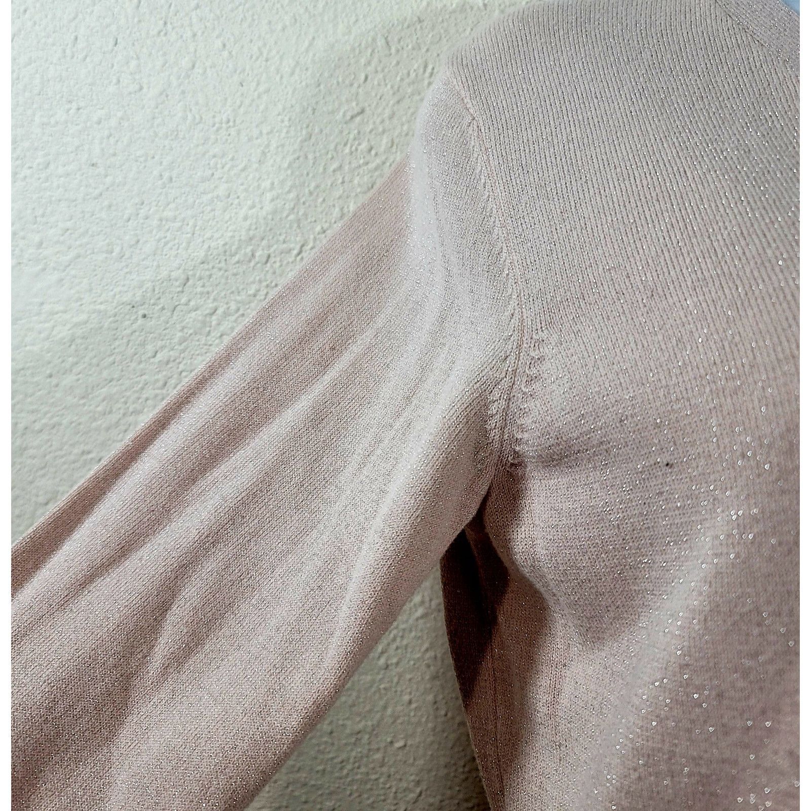 Tommy Hilfiger Tommy Hilfiger Pink Silver Sparkly V Neck Long Sleeve Top M Size M / US 6-8 / IT 42-44 - 5 Thumbnail