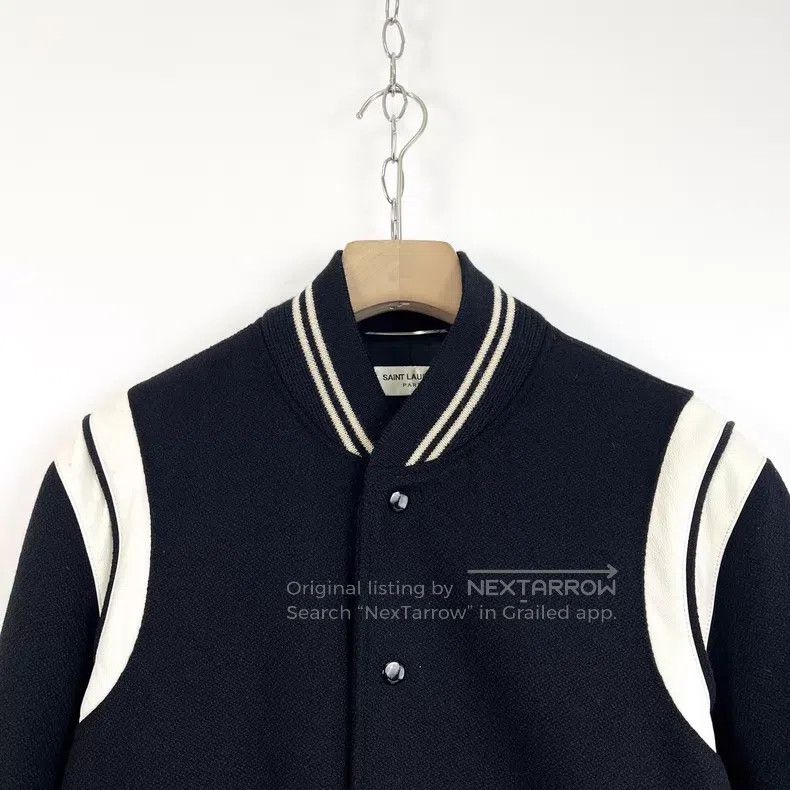 Saint Laurent Paris Saint Laurent Paris Black Leather Trimmed Striped Single-b Size US L / EU 52-54 / 3 - 3 Thumbnail
