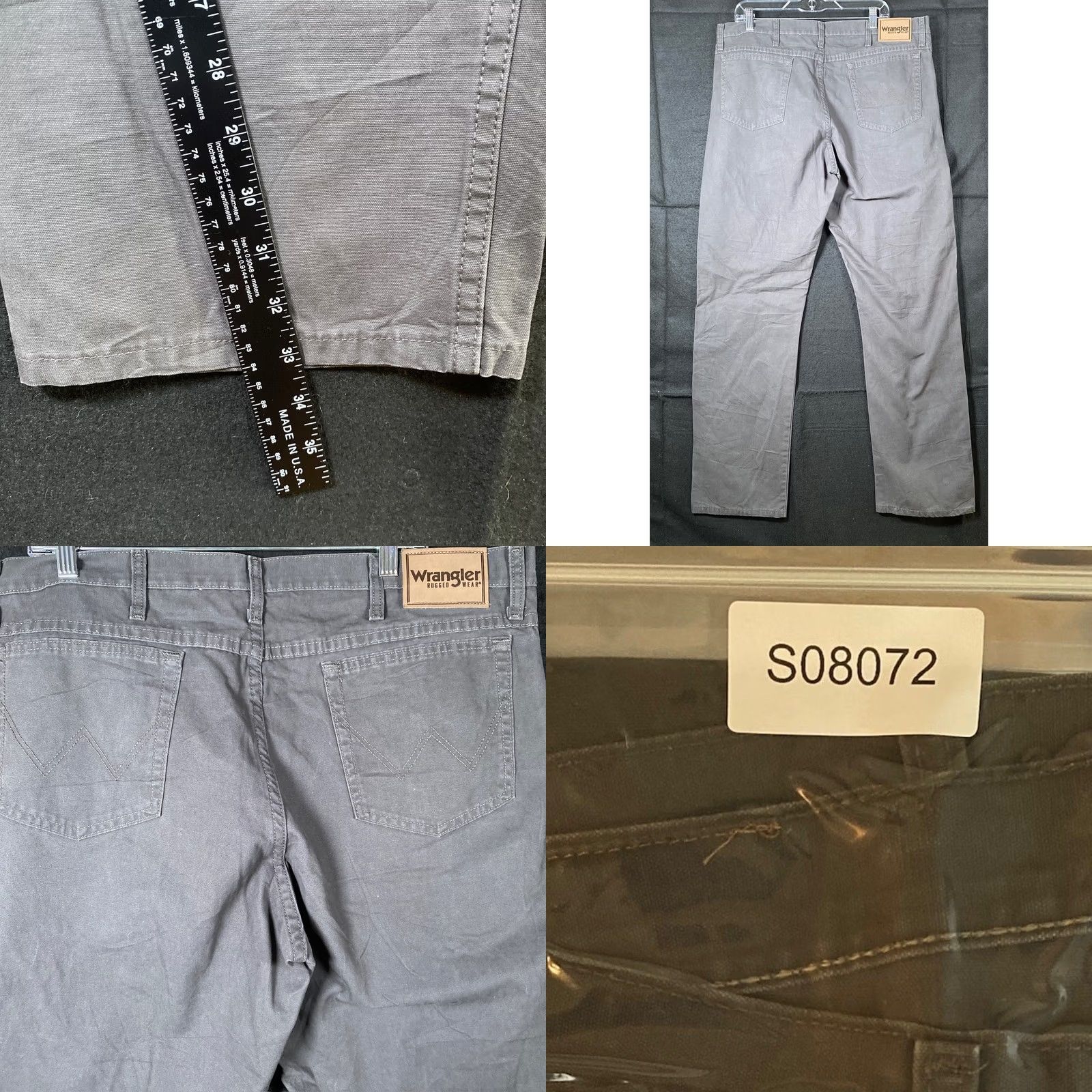 Wrangler Wrangler Jeans Dark Gray Straight Leg Cotton Rugged Outdoor Workwear 38x34 Mens Regular 5-Pocket Denim Rustle of Outdoors (If needed remove) Size US 39 - 8 Thumbnail