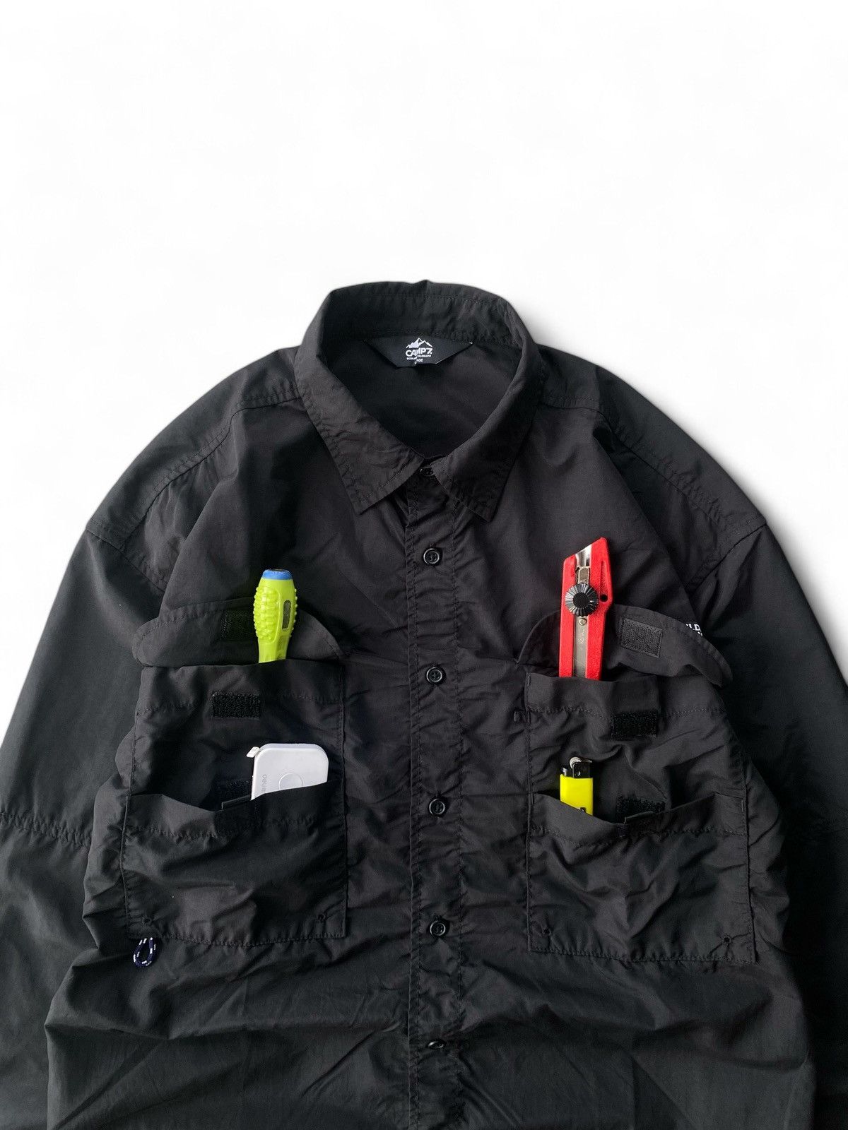 Japanese Brand UTILITY MULTIPOCKET OUTDOOR NYLON SHIRT BUTTON UP Size US L / EU 52-54 / 3 - 4 Thumbnail