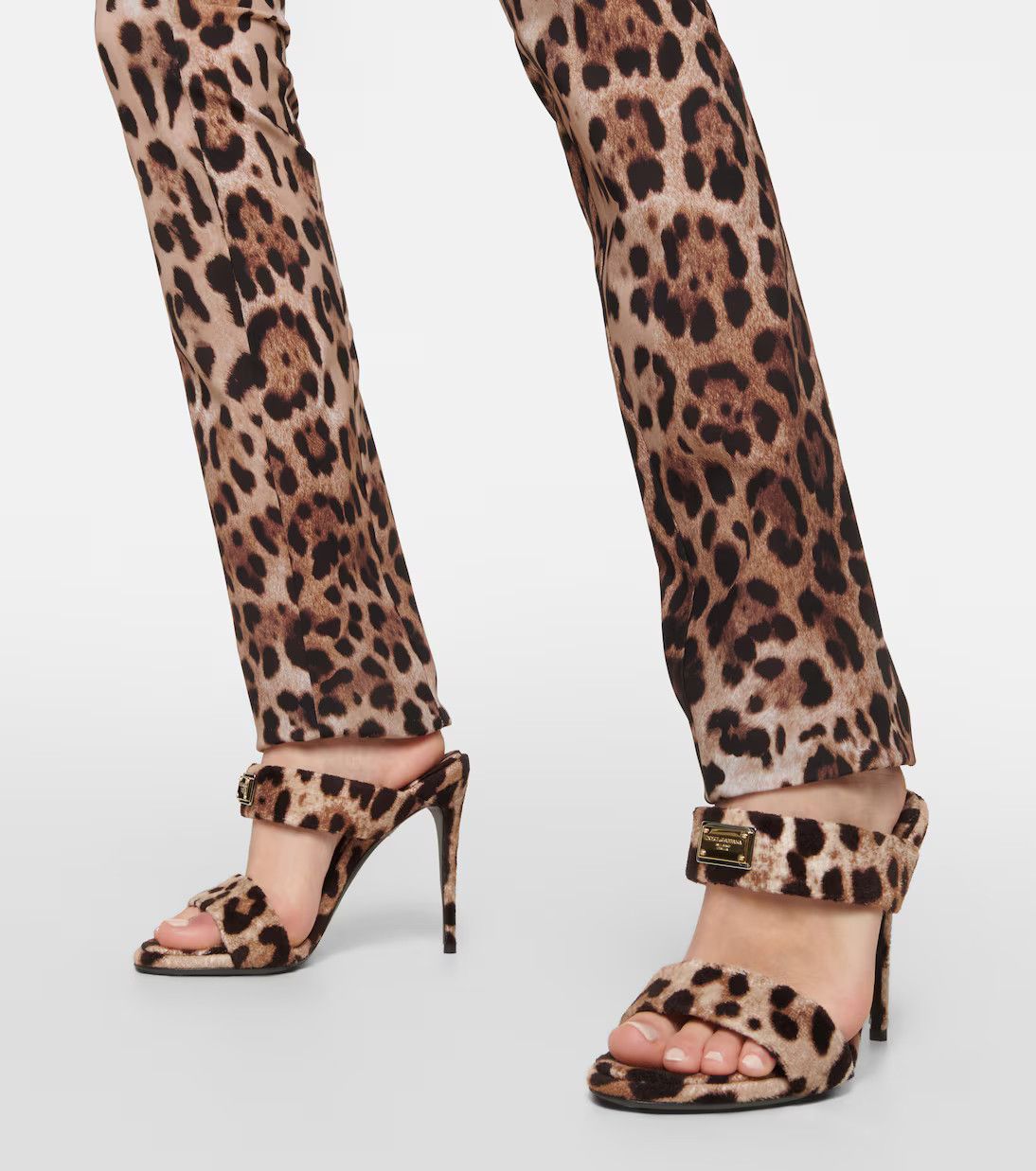 Dolce & Gabbana o1y0925 Velvet Stiletto Heel Slippers in Brown/Black Size US 5.5 / IT 35.5 - 4 Thumbnail