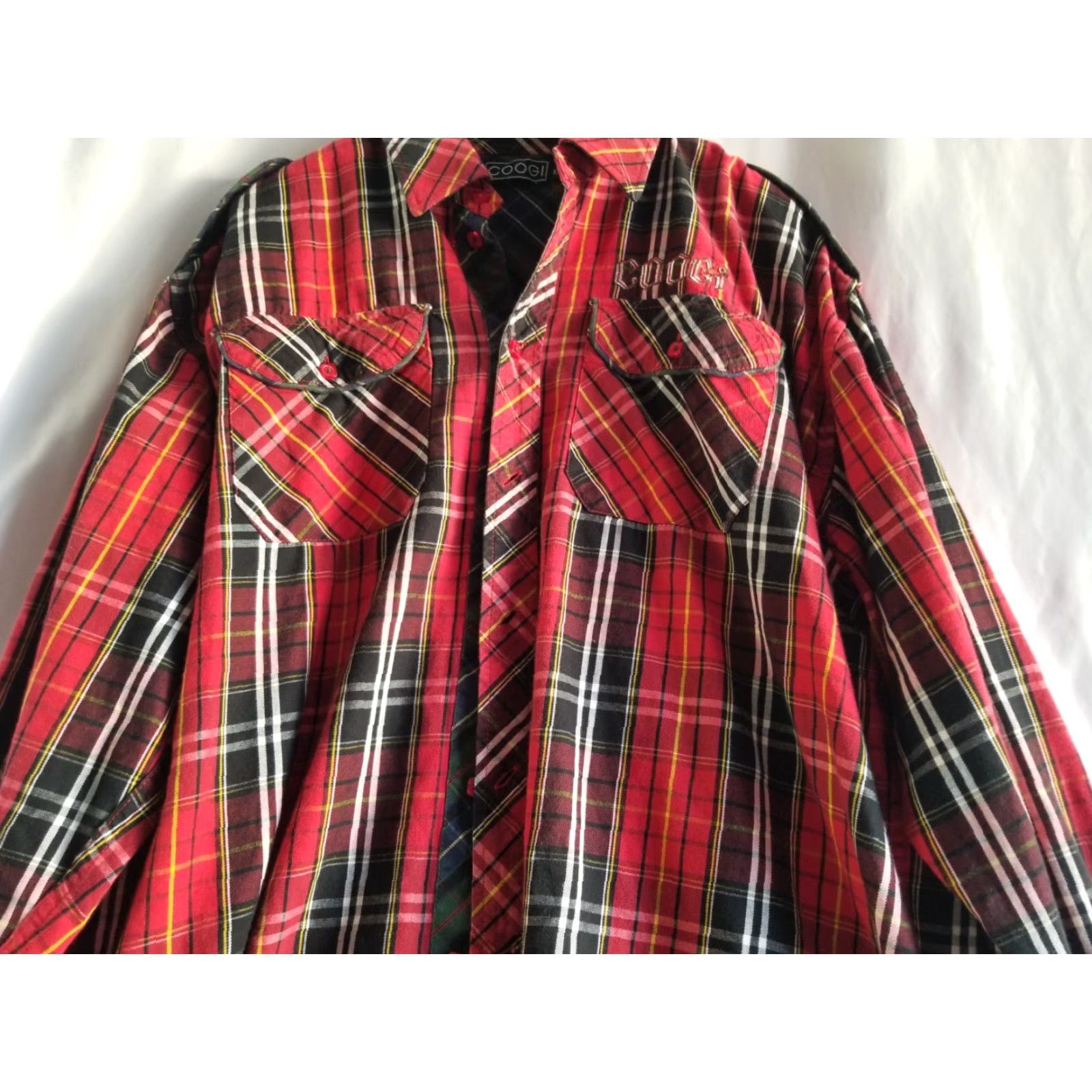 Coogi VINTAGE COOGI Men Red Plaid Long Sleeve Button-Down Shirt XXL Patches on Sleeve 90s Outdoor Fashion Men’s Shirt Size US XXL / EU 58 / 5 - 4 Thumbnail