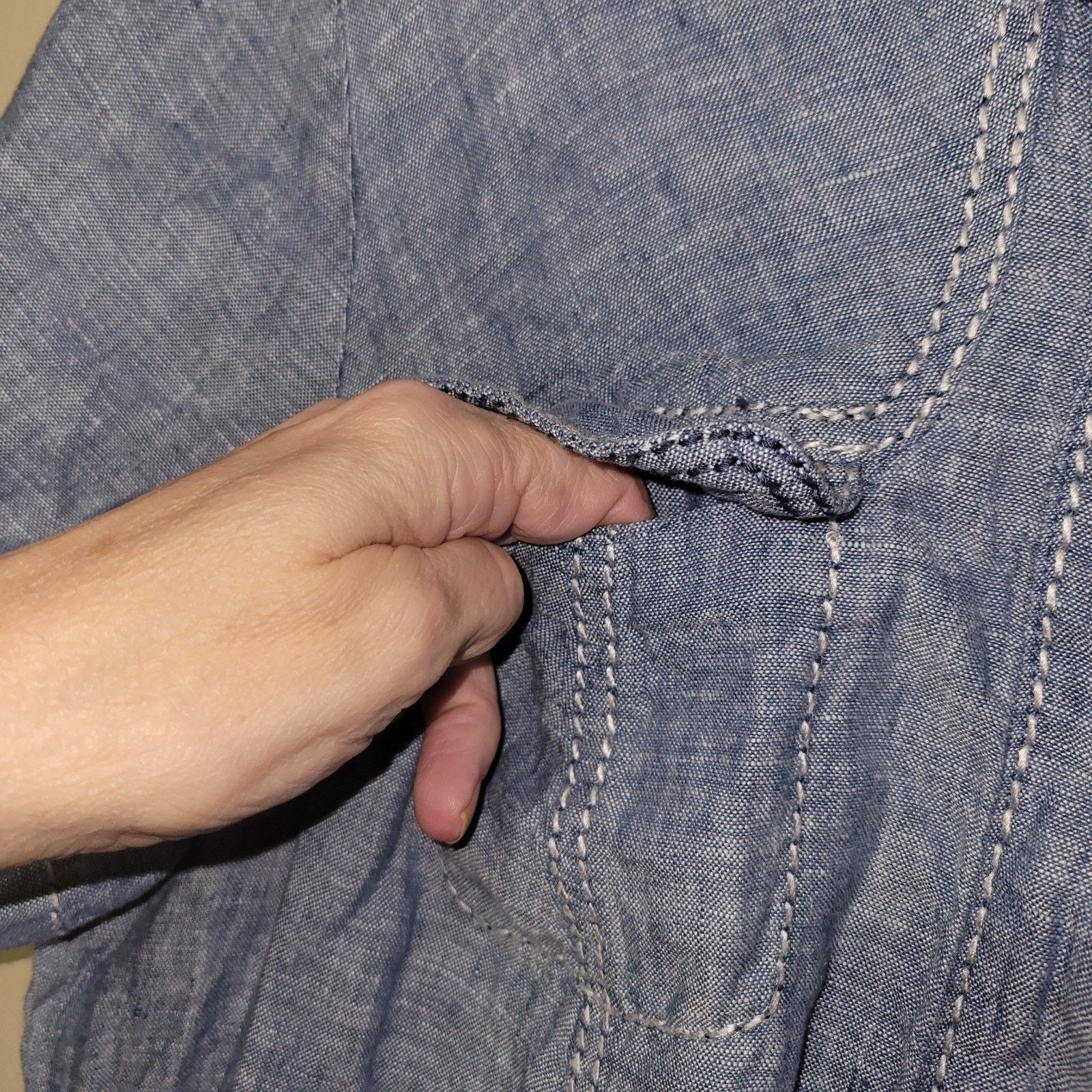 & Other Stories Max Studio Medium Blue Chambray Short Sleeve Dress Pockets Size M / US 6-8 / IT 42-44 - 10 Thumbnail