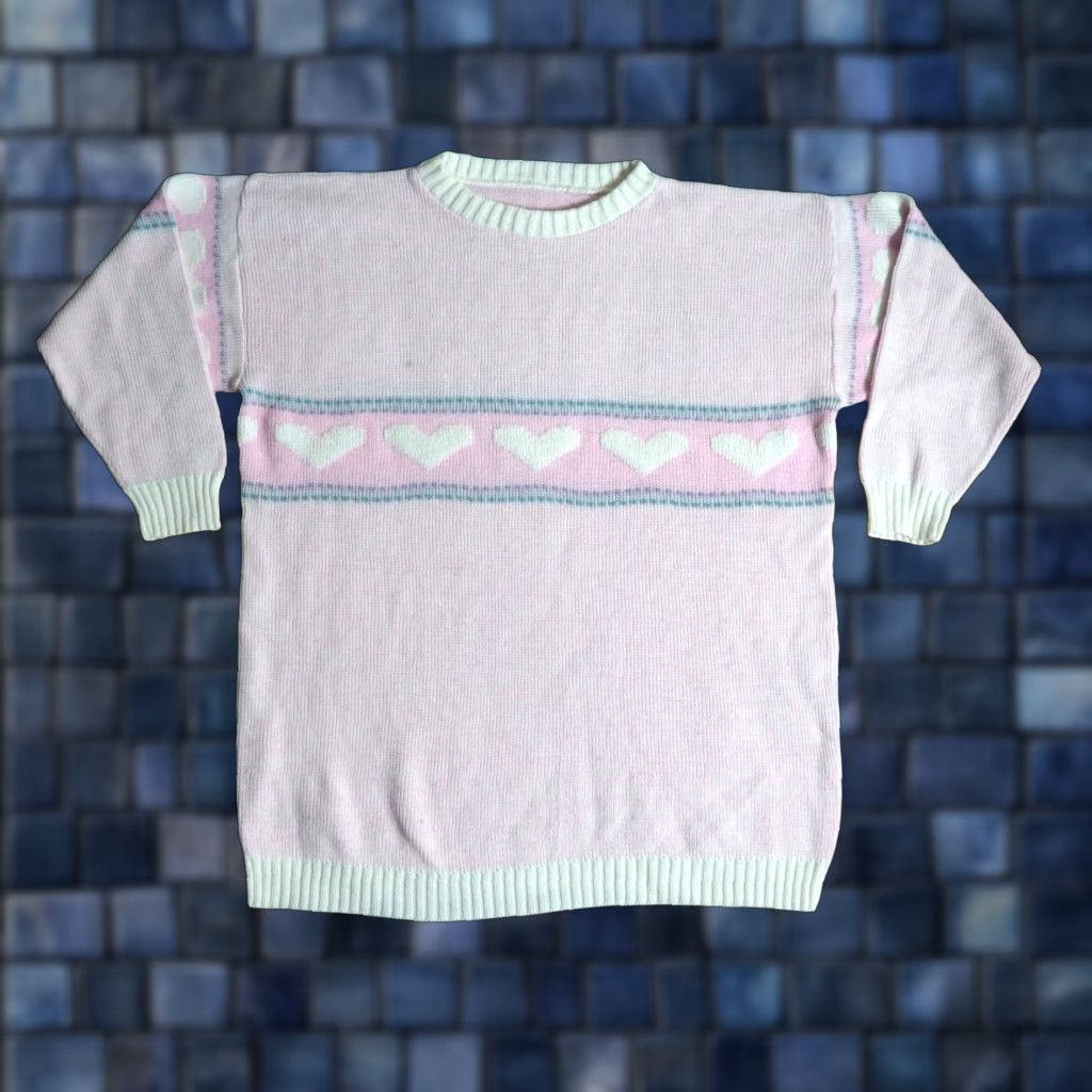 Valentino VTG 80s Light Pink Heart Baggy Acrylic Valentine Pullover Sweater Women XL Shirt Womens XL Pink Hearts 1980s Oversized Size XL / US 12-14 / IT 48-50 - 1 Thumbnail